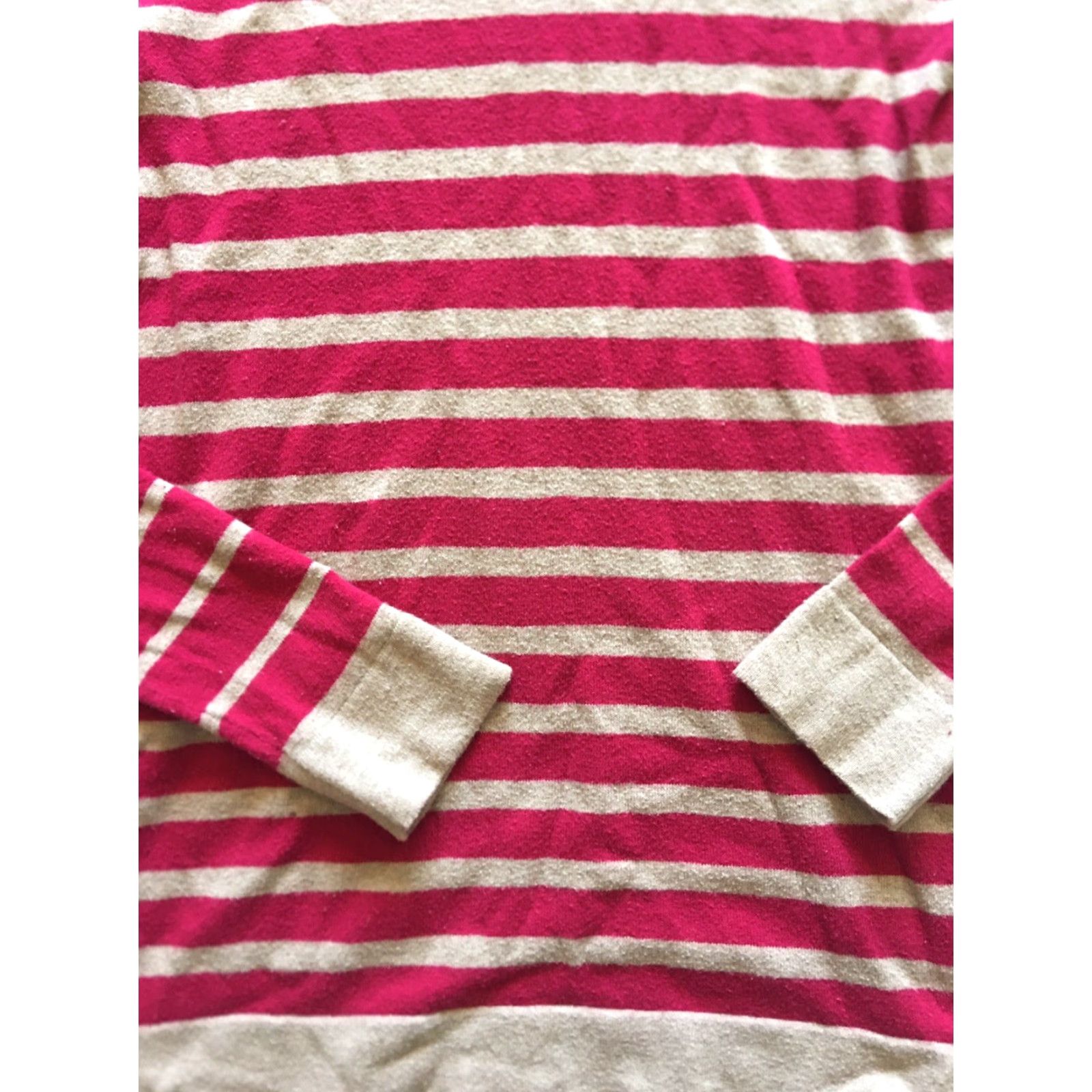 Banana Republic Banana Republic Sweater Women’s Size S Hot Pink Lightweight Striped Knit Pullover Long Sleeve Scoop Neck Size S / US 4 / IT 40 - 2 Thumbnail