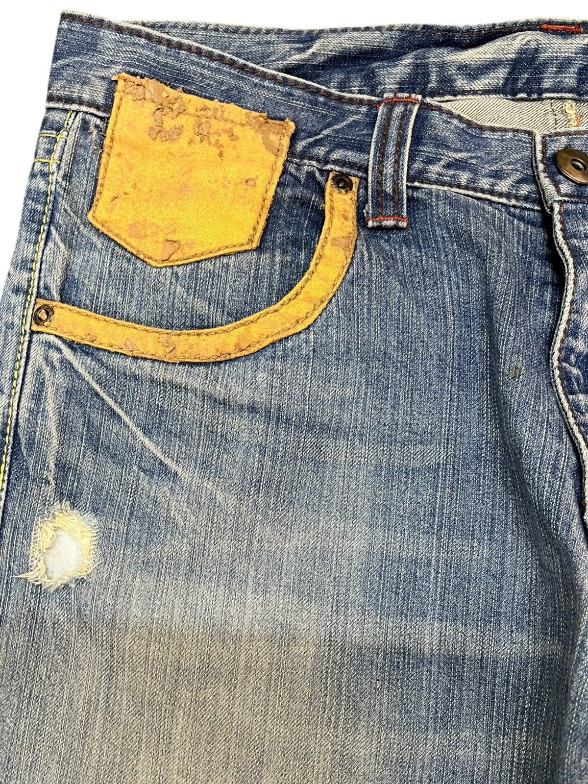 14th Addiction × Japanese Brand × Yasuyuki Ishii Vintage Japanese Brand Note Printed Worn Look Denim Size US 32 / EU 48 - 3 Thumbnail
