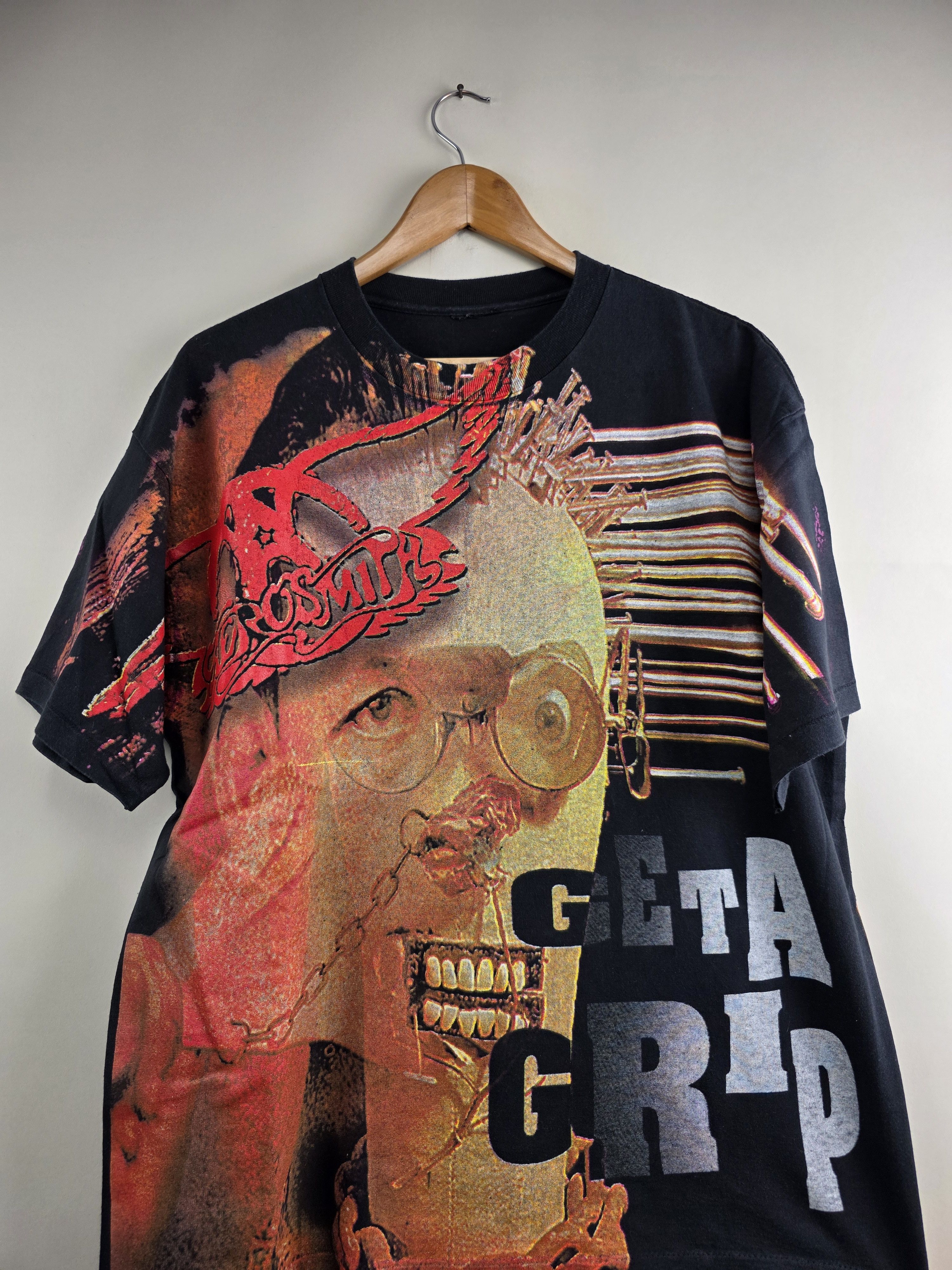 Aerosmith × Band Tees × Vintage 90s Aerosmith Get a grip All over print XL 23" 29" Size US XL / EU 56 / 4 - 2 Thumbnail