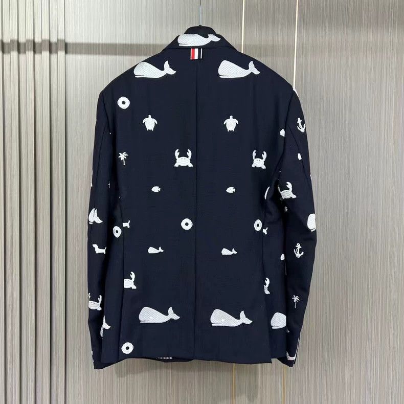 Thom Browne Thom Browne size4 Whale turtle embroidered suit jacket Size 40S - 2 Thumbnail