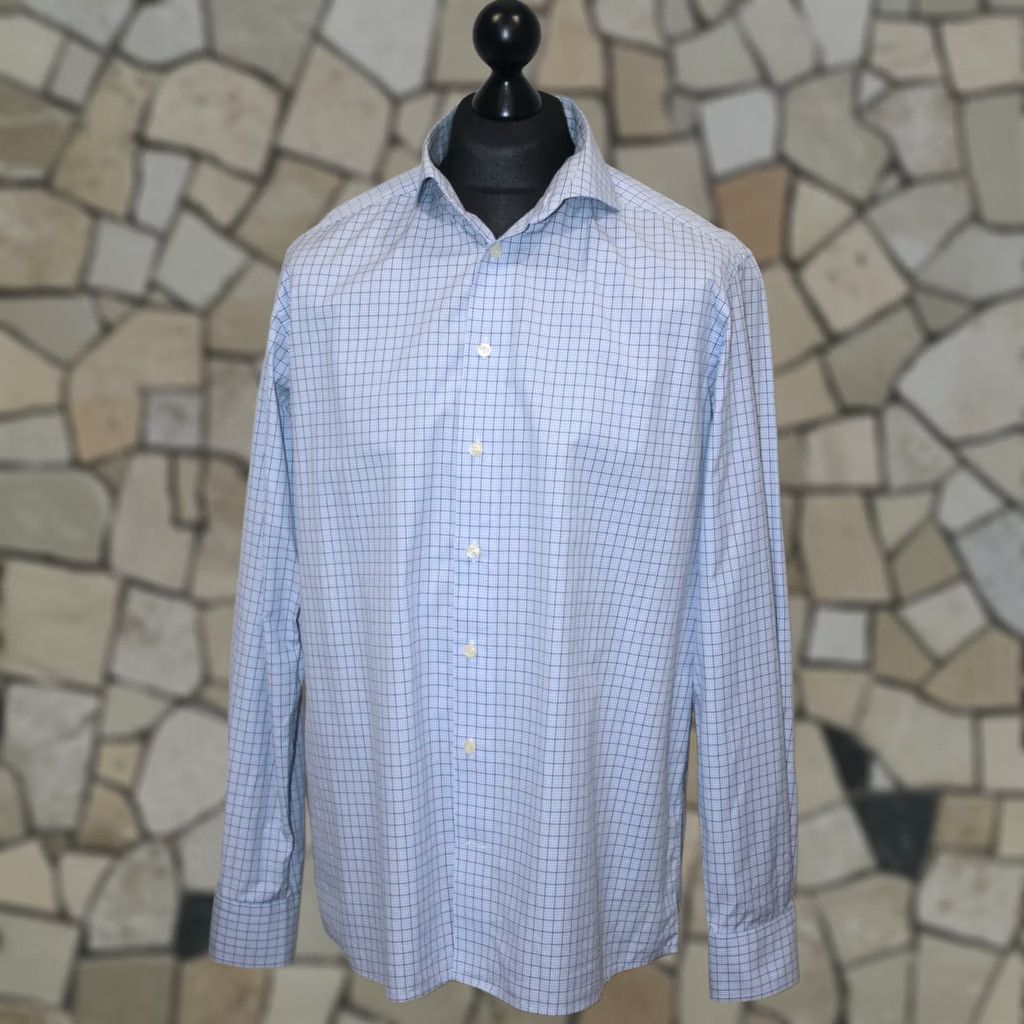 Eton Eton Shirt Mens 44, 17 1/2 Blue Regular Collar Button Cuff Business-Regular Shirt, Size 44, 17 1/2, Blue, Men, Eton, Shirt, 90s? Size US XXL / EU 58 / 5 - 1 Thumbnail