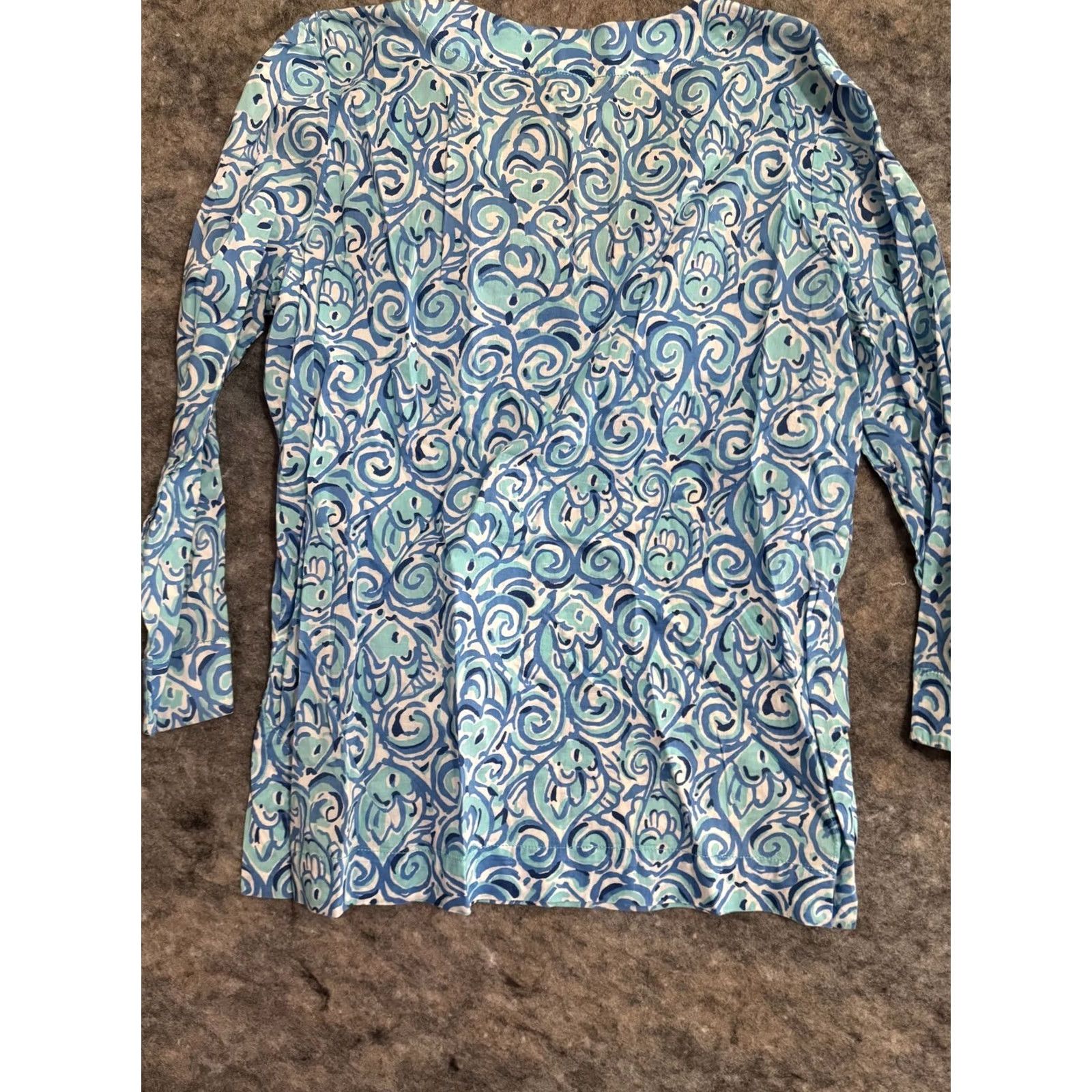 Lilly Pulitzer VINTAGE Lilly Pulitzer Blue Swirls Tunic Top Medium Womens Casual Party Size M / US 6-8 / IT 42-44 - 3 Thumbnail