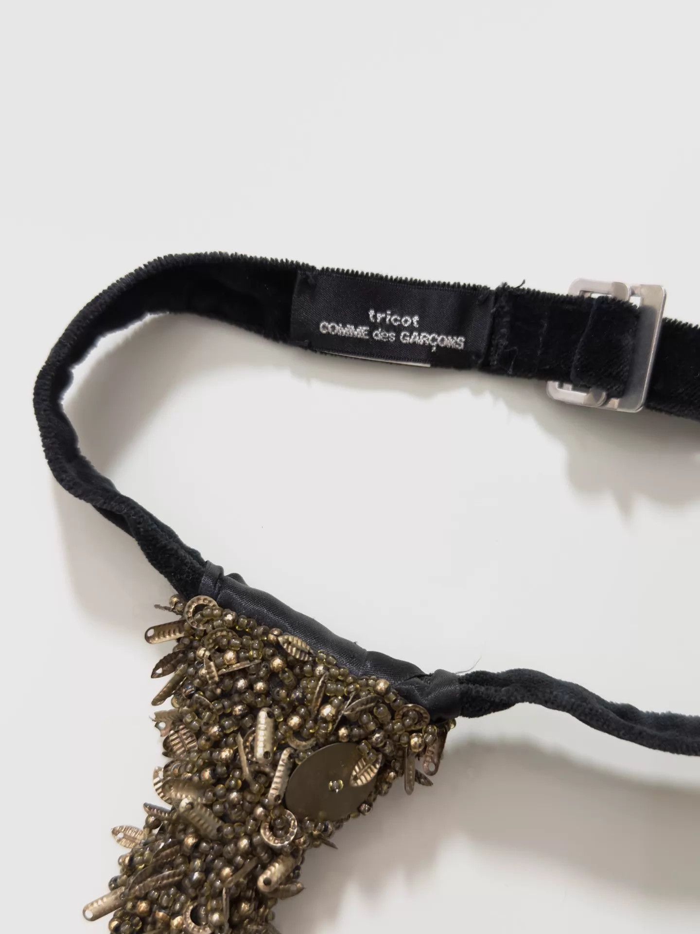 Comme des Garcons Comme des Garçons Black Velvet Metallic Studded Tie Size ONE SIZE - 8 Thumbnail