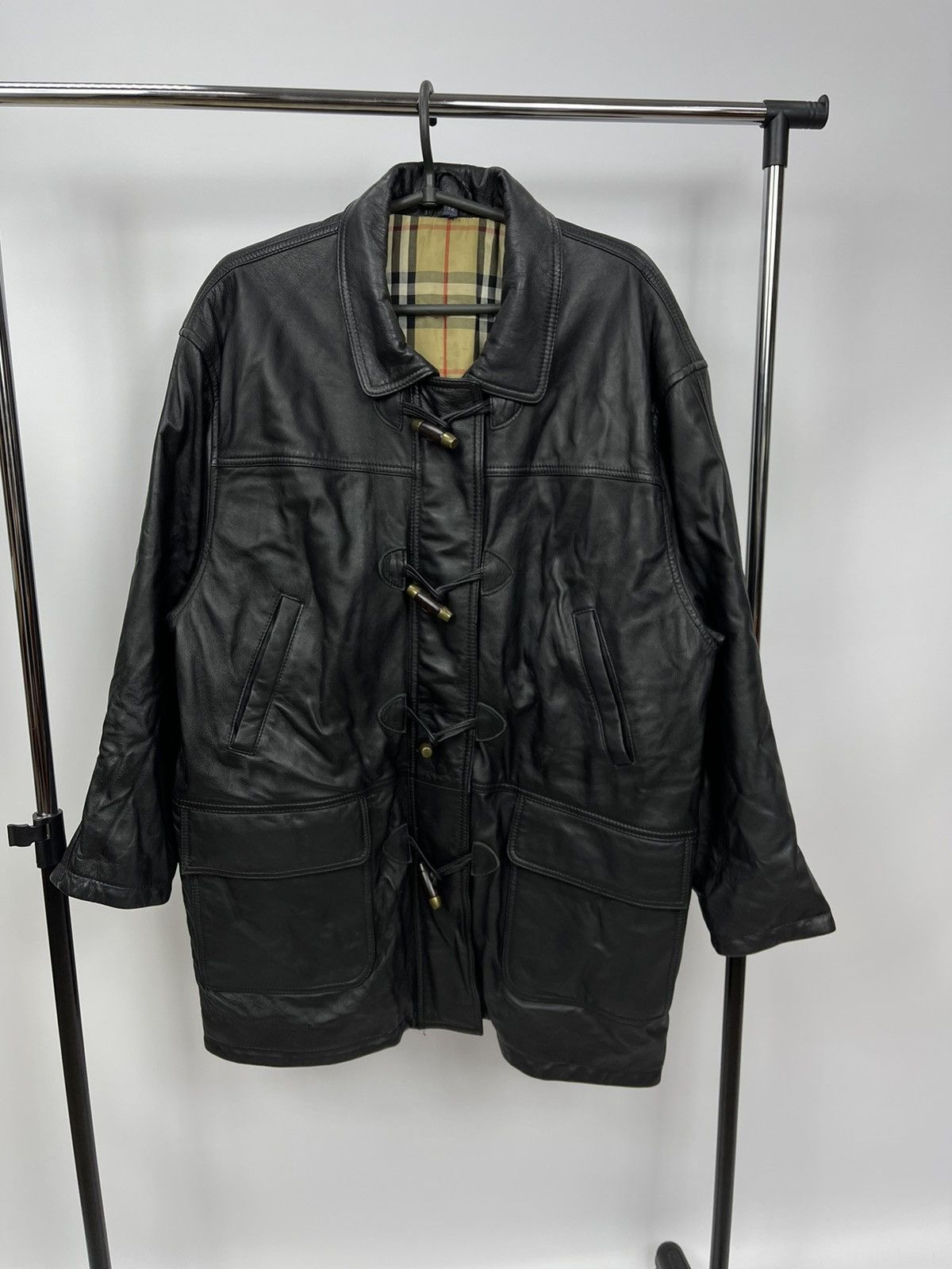 Burberry London Leather Jacket Size 12 Black Vintage 90s