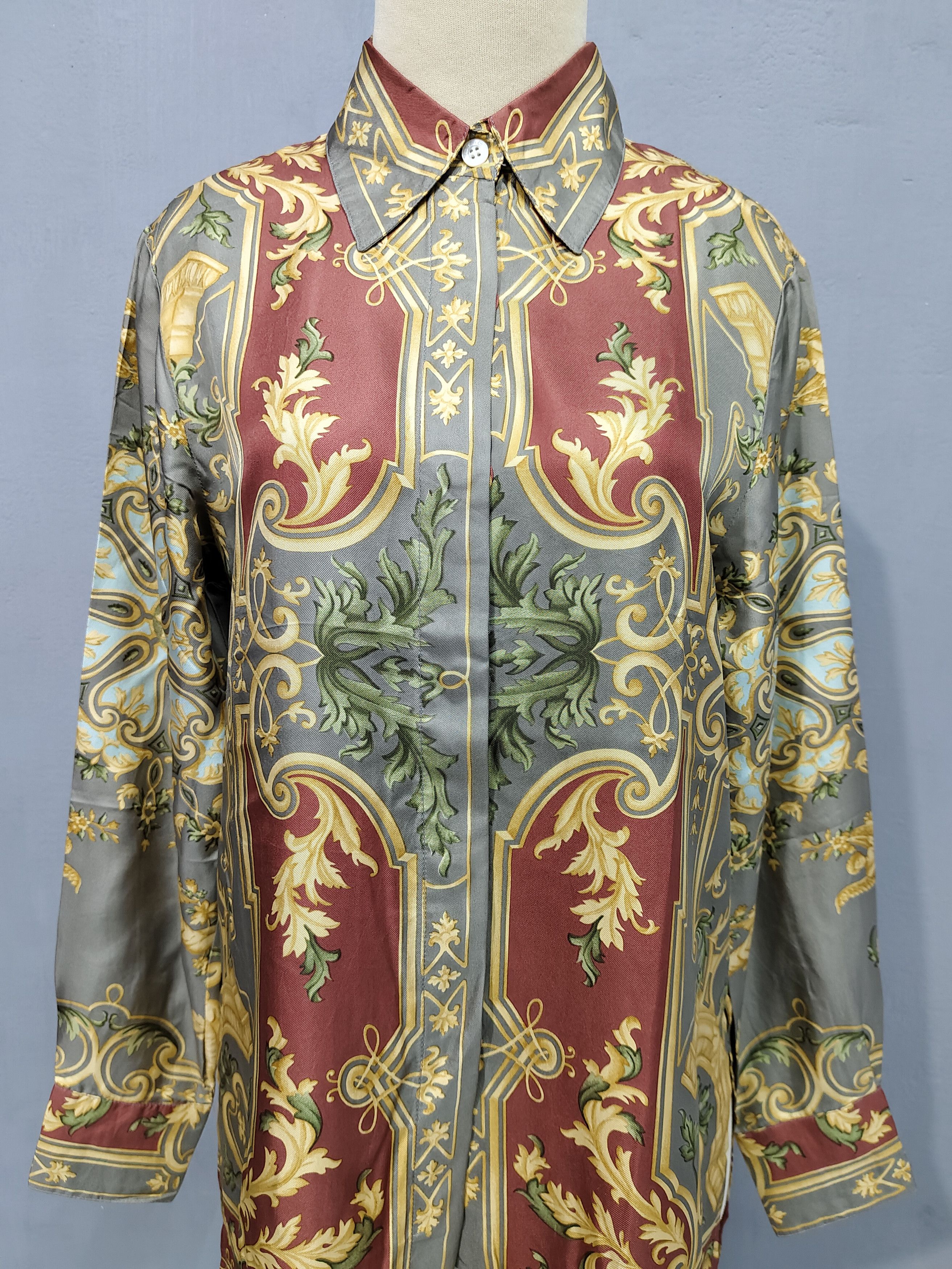 Etro 2000s ETRO- Renaissance Baroque Cherub Silk Shirt Size M / US 6-8 / IT 42-44 - 2 Thumbnail