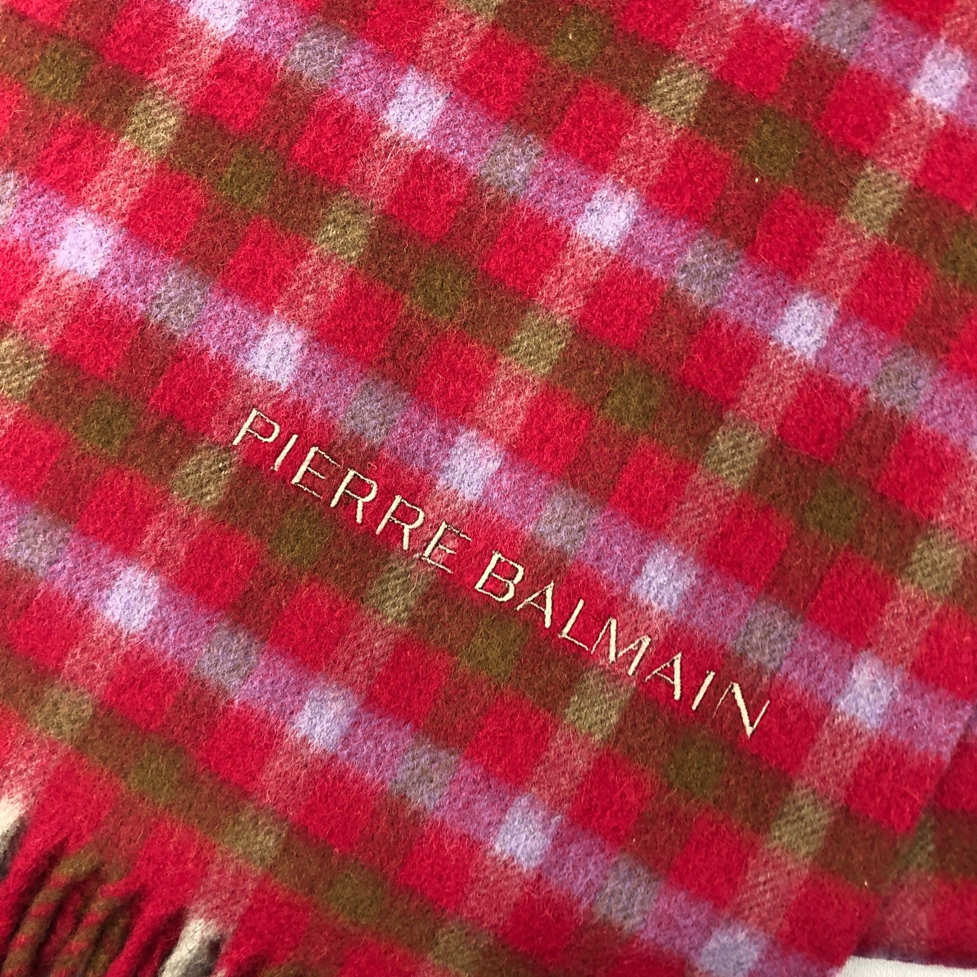 Japanese Brand Vintage Pierre Balmain Scarf Muffler Wool Plaid Scarves Size ONE SIZE - 4 Thumbnail