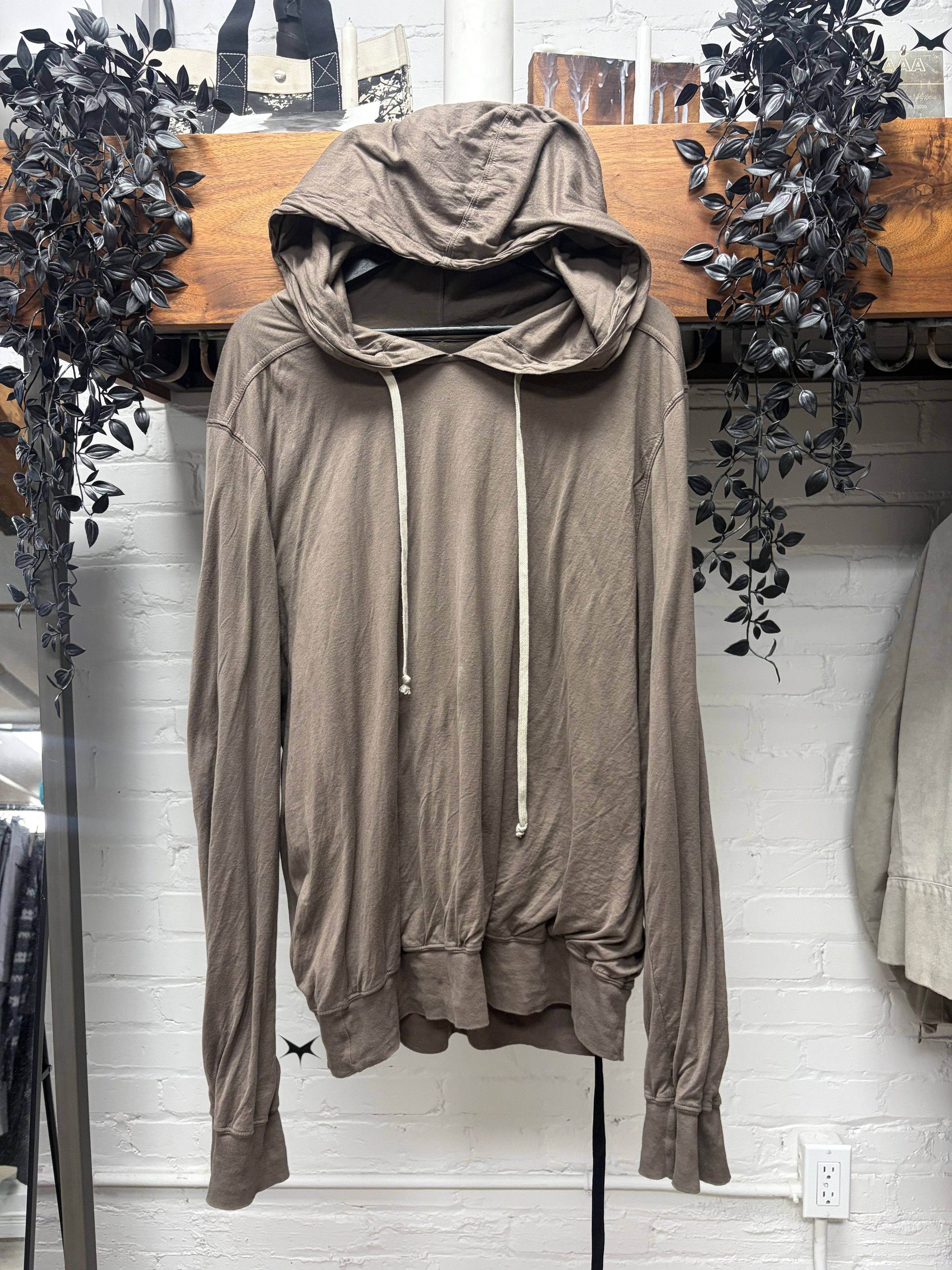 Rick Owens Rick Owens DRKSHDW Lightweight ‘Double Layer’ Dust Brown Drawstring Hoodie Size US S / EU 44-46 / 1 - 1 Thumbnail
