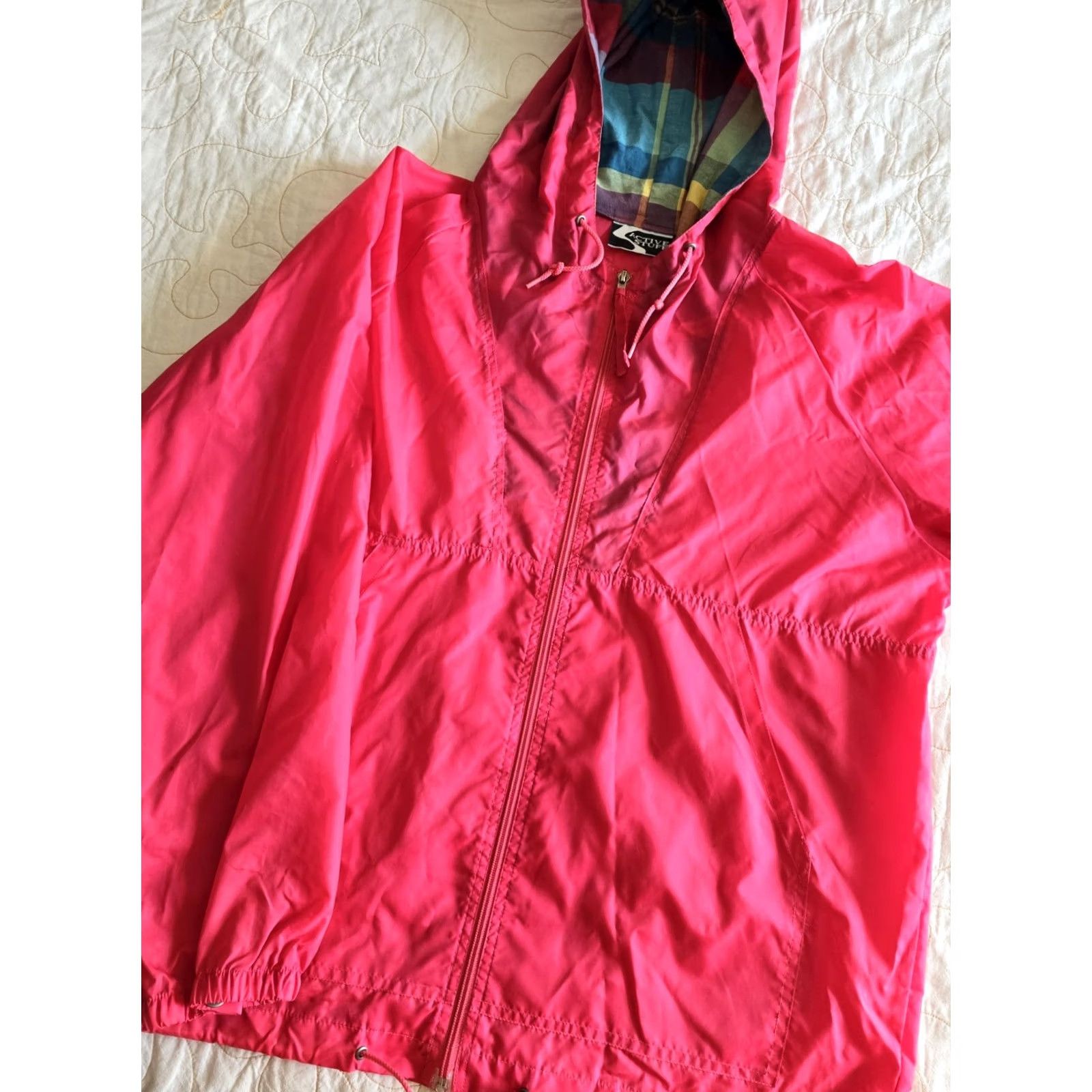 Pinko VINTAGE 80s 90s Pink Windbreaker Active Wear S/M Womens Small Medium Plaid Lining Nylon Cotton Outdoors Running Hiking Nature Girl Size S / US 4 / IT 40 - 2 Thumbnail