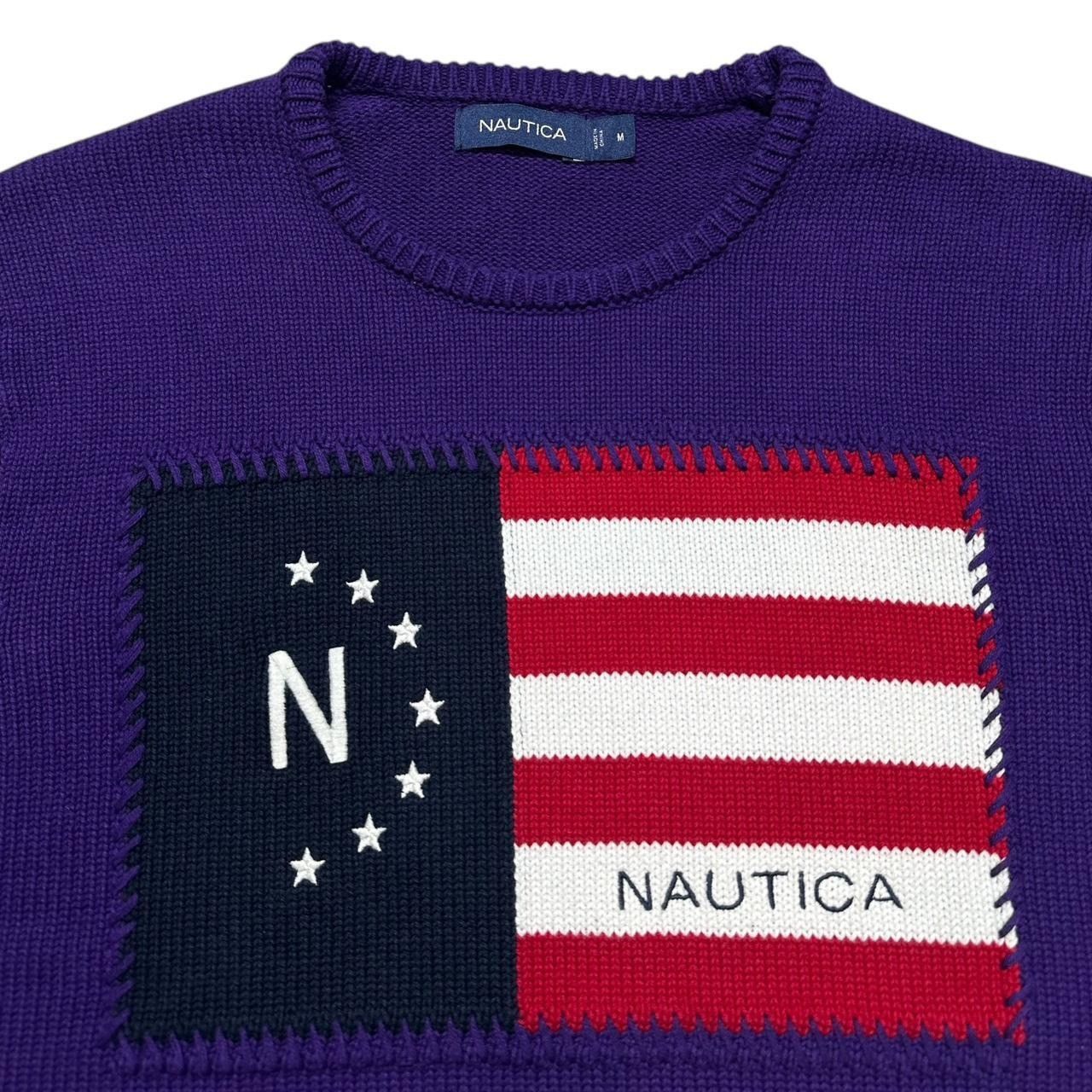 Nautica × Vintage Nautica Knitted Sweater Flag Intarsia Purple Size US M / EU 48-50 / 2 - 3 Thumbnail