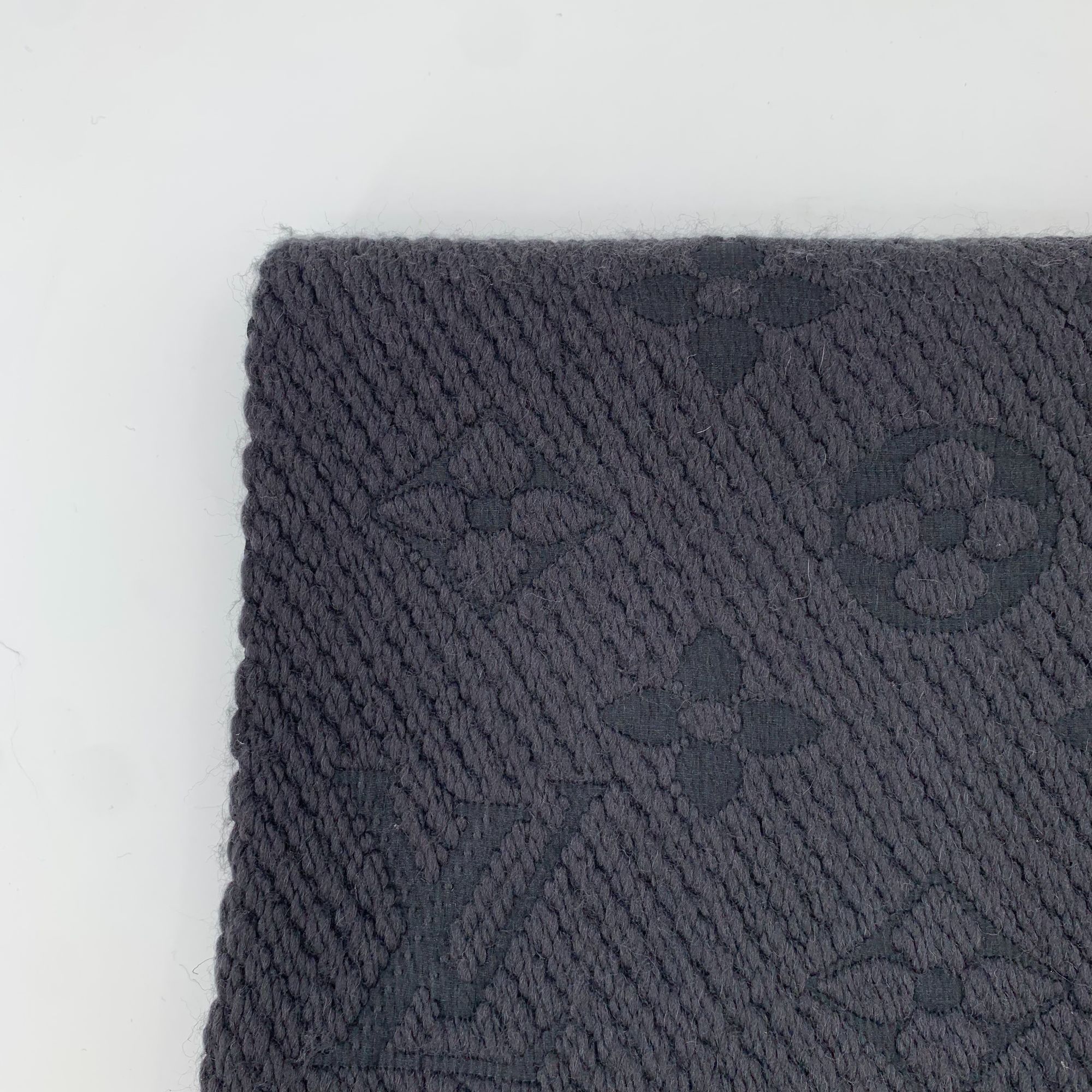 Louis Vuitton Louis Vuitton Dark Grey Wool & Silk Logo Fringe Scarf Size ONE SIZE - 7 Thumbnail