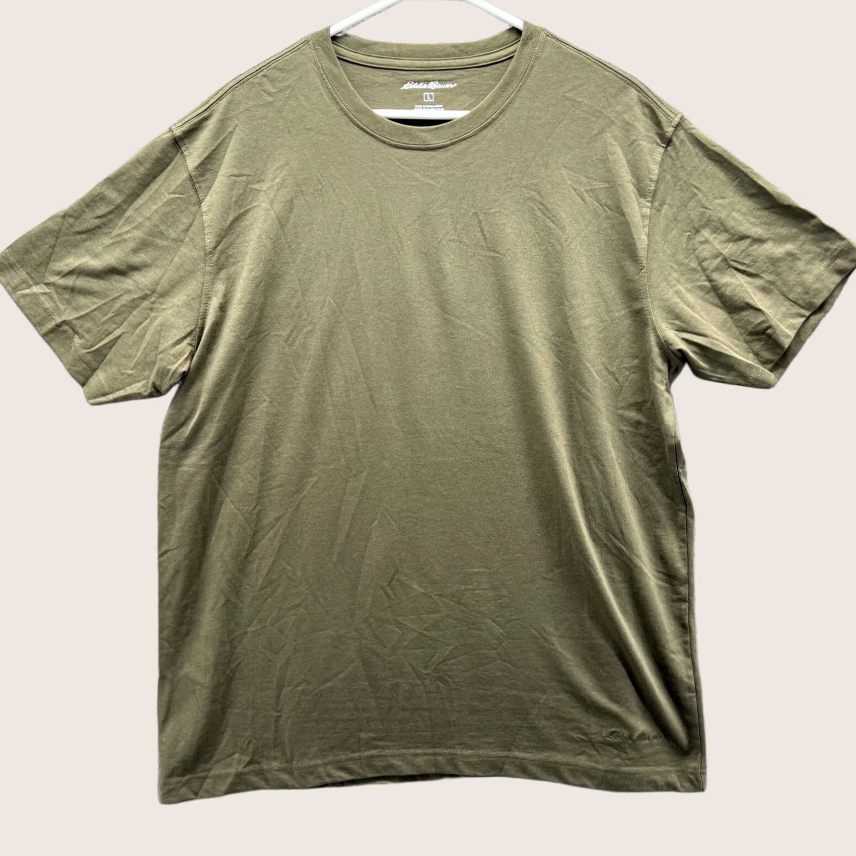 Eddie Bauer VINTAGE Eddie Bauer Shirt Mens Large Green Olive Solid Crewneck Short Sleeve Lightweight Tee Top Mens Size US L / EU 52-54 / 3 - 1 Thumbnail