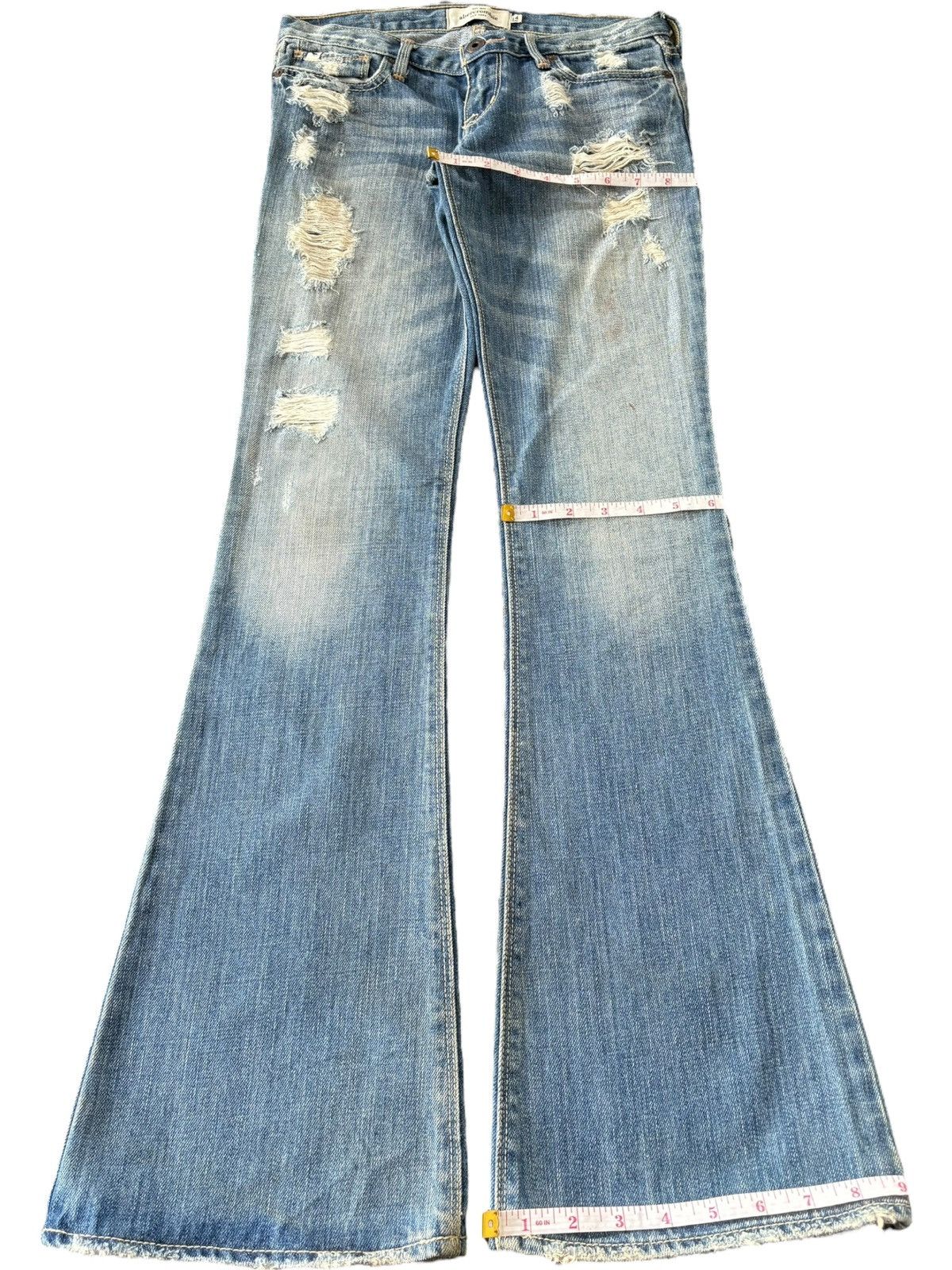 Abercrombie & Fitch Vintage Abercrombie Heavy Distressed Flare Jeans Size 28" / US 6 / IT 42 - 9 Thumbnail