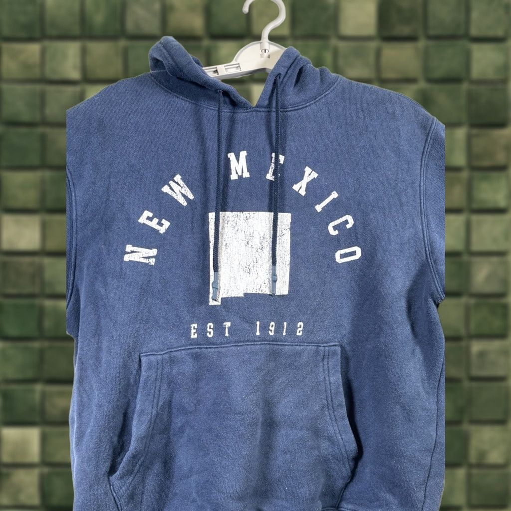 Vintage State of Mine NM "New Mexico NM" Men's Pullover Hoodie Size Medium Blue Hoodie Pullover Hooded Graphic Print Size US M / EU 48-50 / 2 - 1 Thumbnail