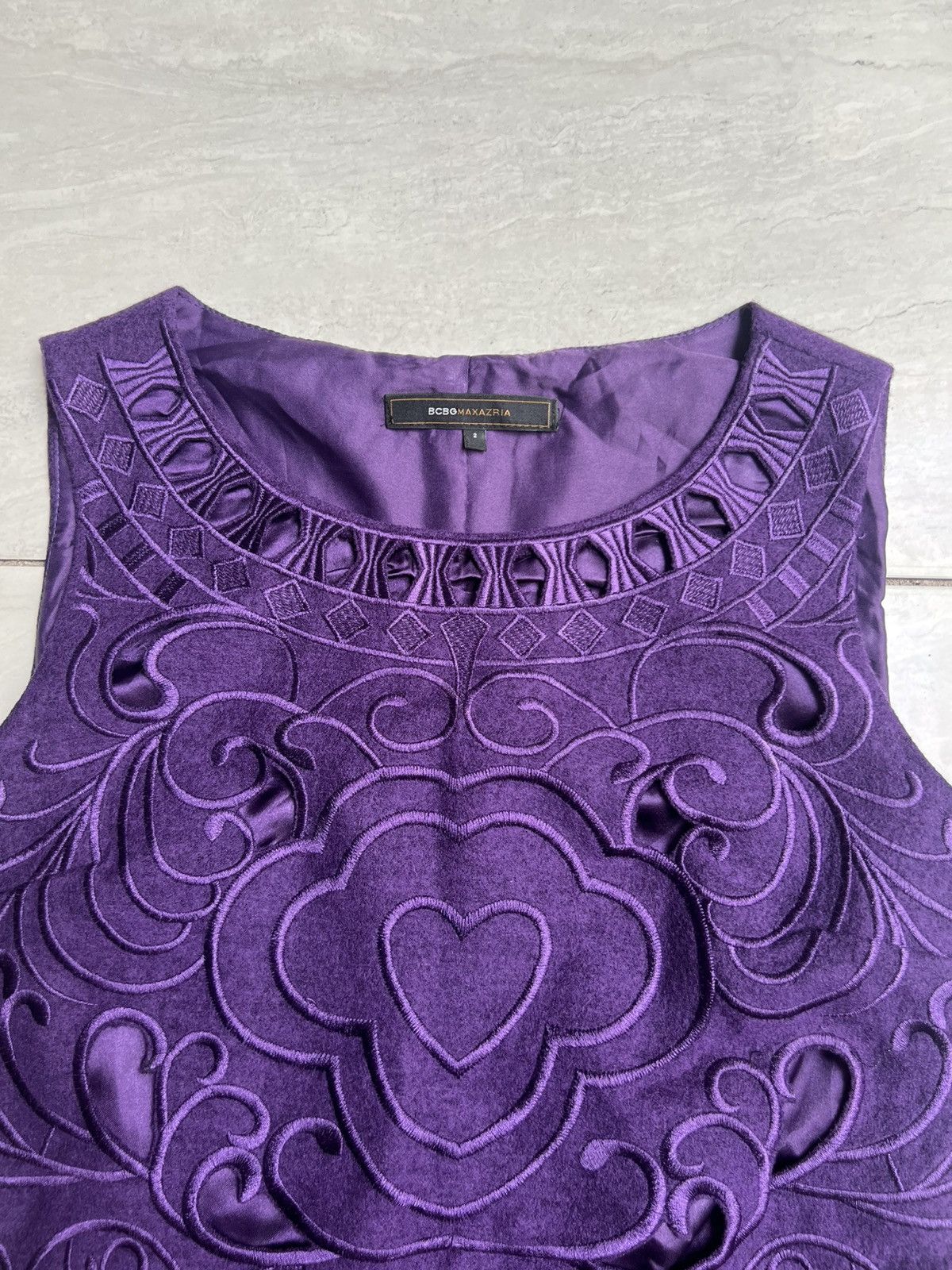 Bcbgmaxazria BCBG MAX AZRIA Purple Mini Dress Size XS / US 0-2 / IT 36-38 - 14 Thumbnail