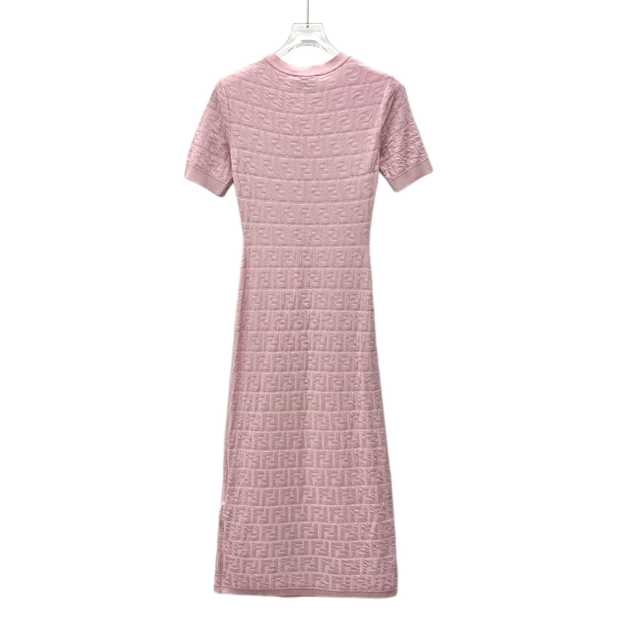 Fendi Fendi Pink Logo Jacquard Cotton Round-Neck Short-Sleeve Knit Size M / US 6-8 / IT 42-44 - 8 Thumbnail