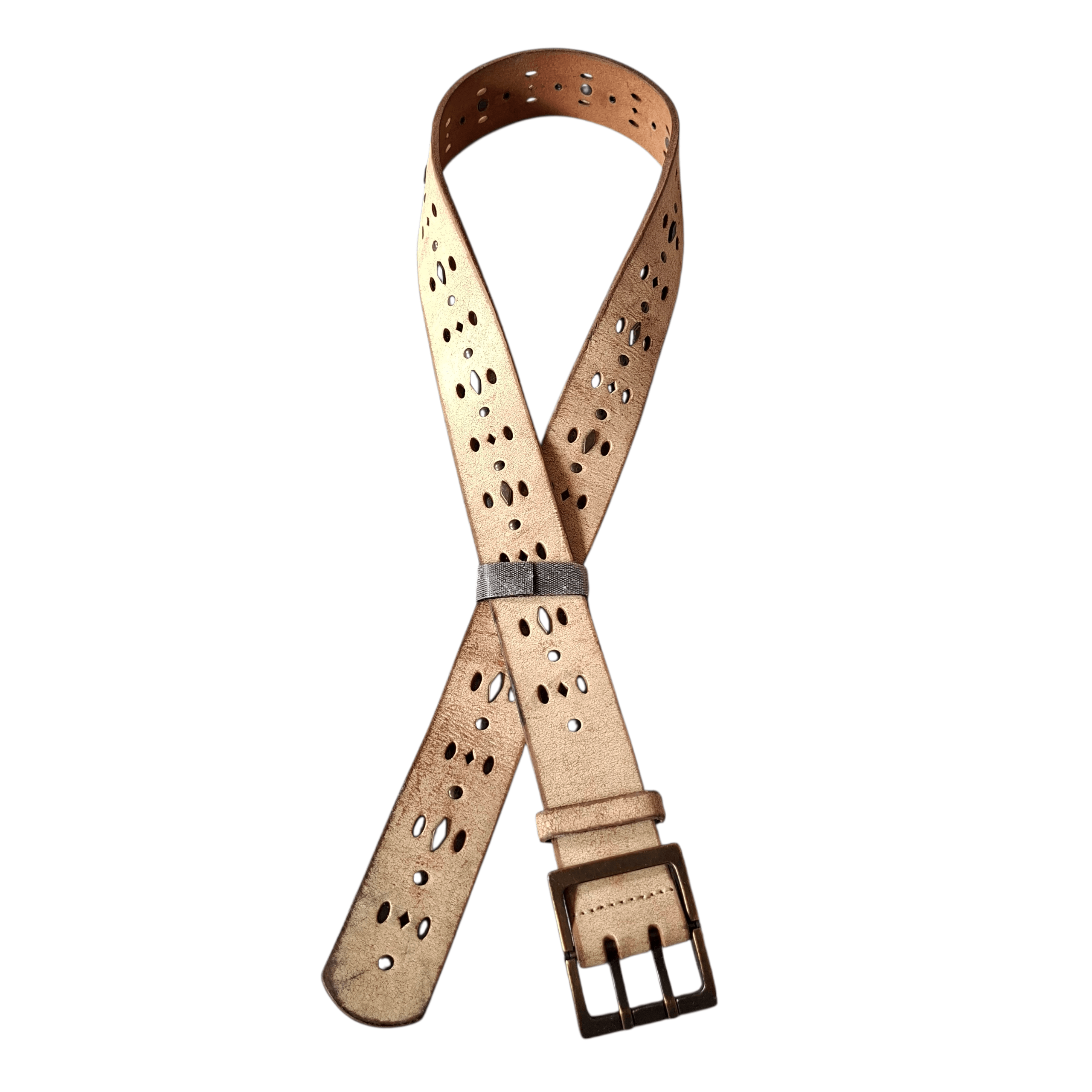 Tornado Mart 💫 Solid brass garrison double hole punk rock leather belt Size ONE SIZE - 2 Thumbnail