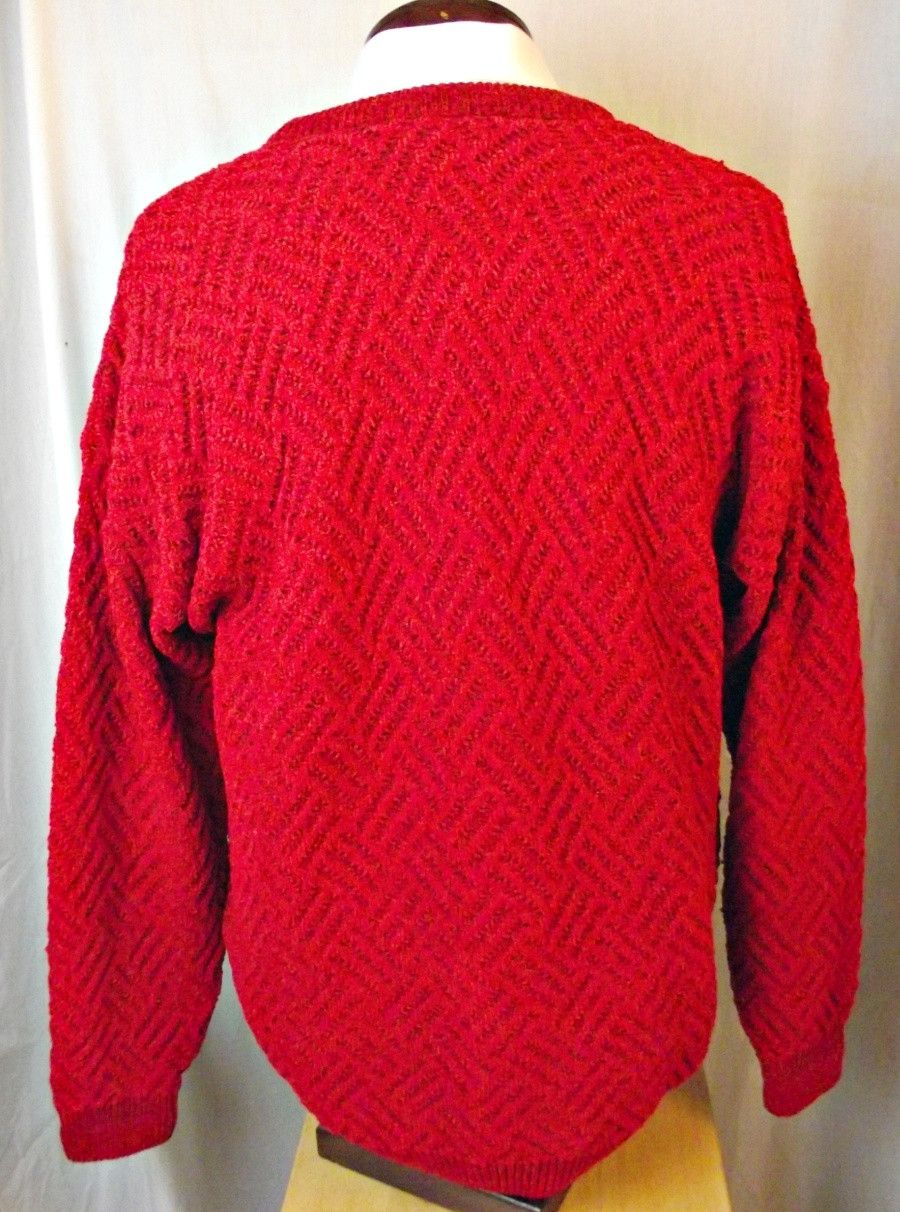 Tundra Canada CHUNKY Vtg Tundra Canada Mens Textured Sweater Red w/ Black Size US XL / EU 56 / 4 - 4 Thumbnail
