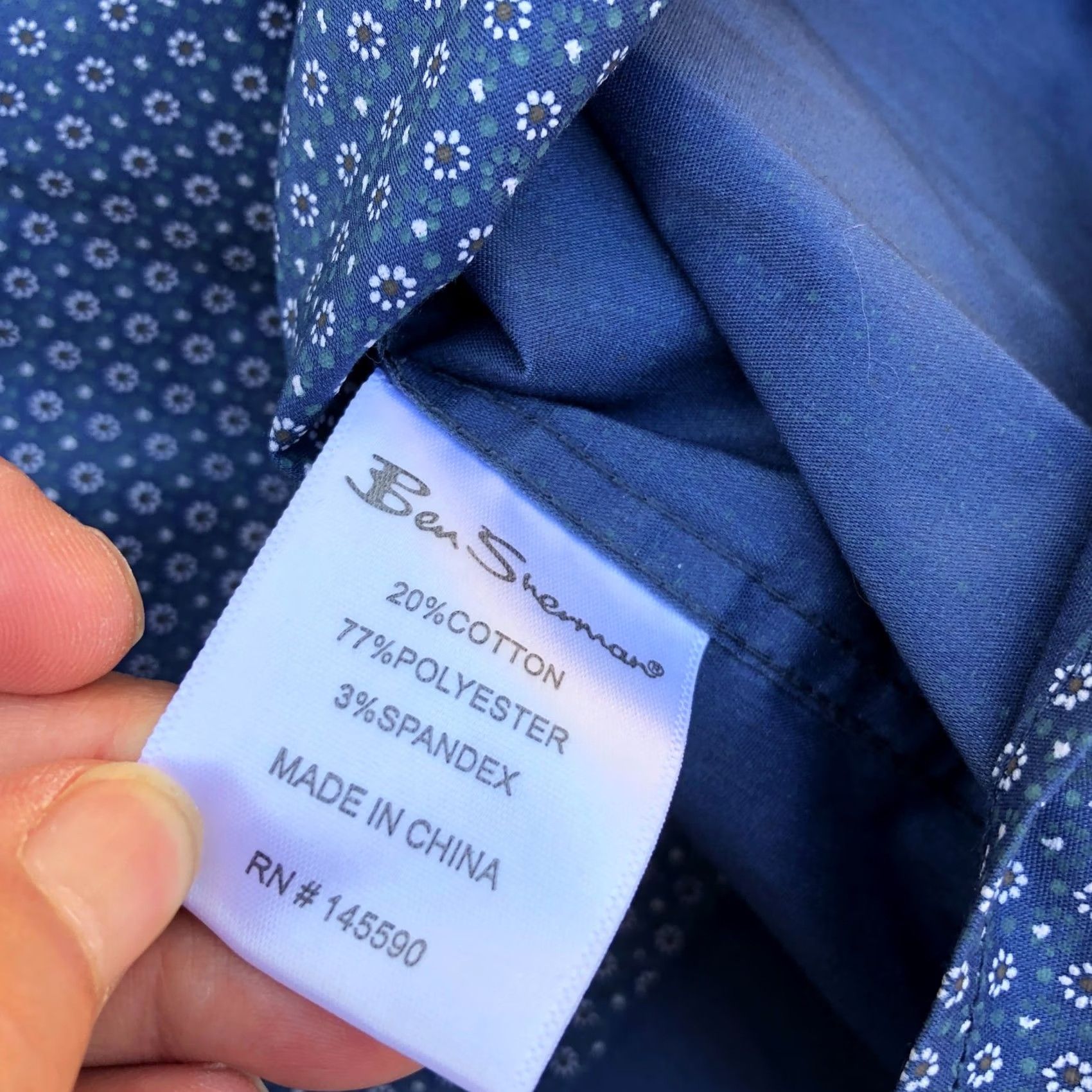 Ben Sherman BEN SHERMAN Button-Down Shirt Mens XL Slim Fit Long Sleeve Collared Top Blue Cotton Button-Up Shirt Size US XL / EU 56 / 4 - 5 Thumbnail