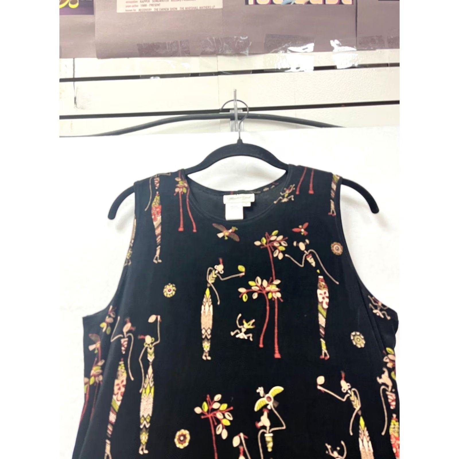 Coldwater Creek Coldwater Creek A-Line Dress M Womens Sleeveless African Print Cotton Spandex Black Midi Casual Vintage-Inspired 401A Seasons Spring Summer Fall Size M / US 6-8 / IT 42-44 - 6 Thumbnail