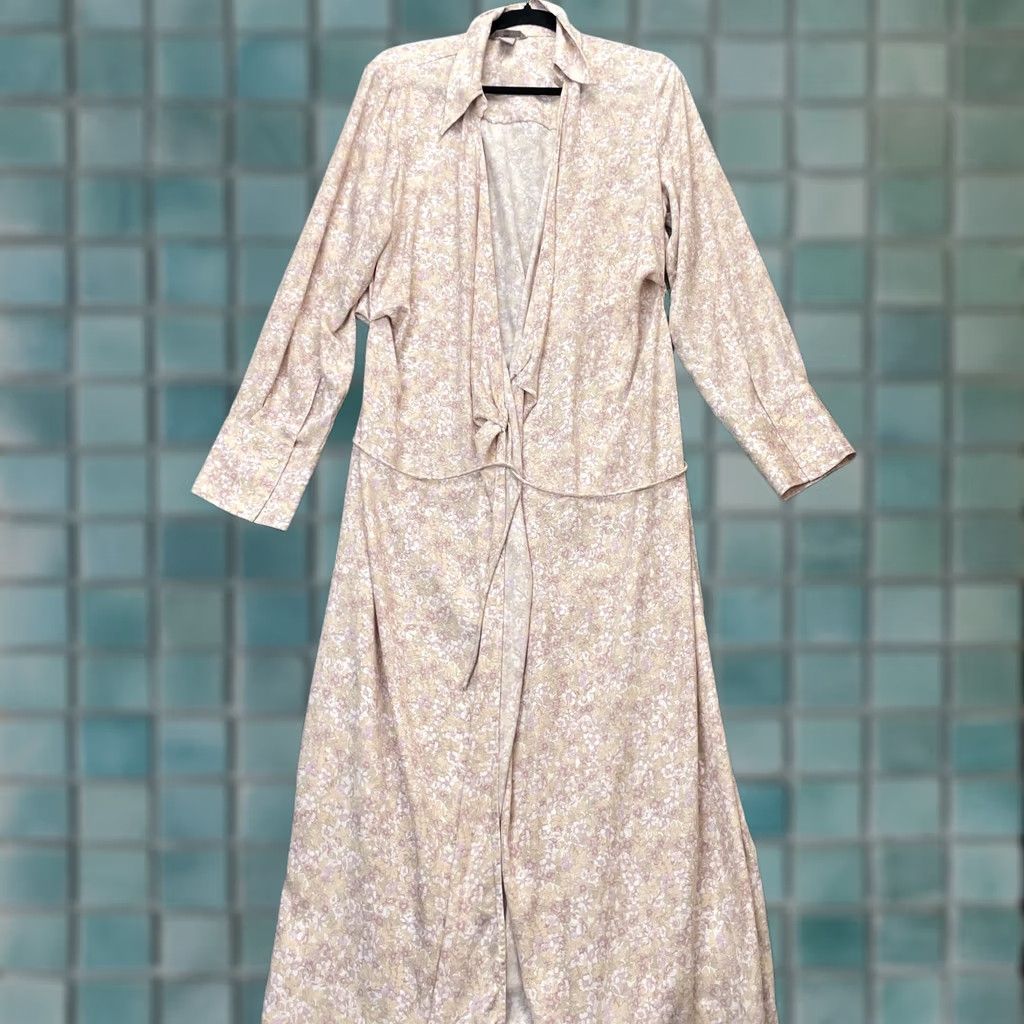 H&M H&M Robe Womens Large Pink Floral Tie Waist Open Front Sleepwear Size ONE SIZE - 1 Thumbnail