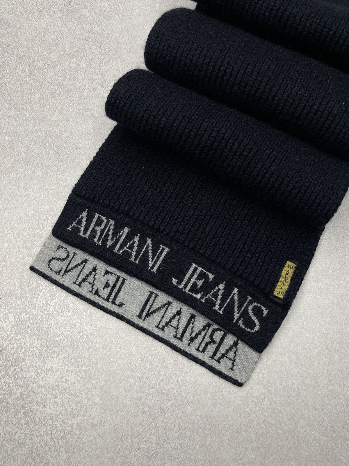 Giorgio Armani Mens Armani Jeans Armani Knitted Scarf Navy Big Logo Size ONE SIZE - 1 Thumbnail
