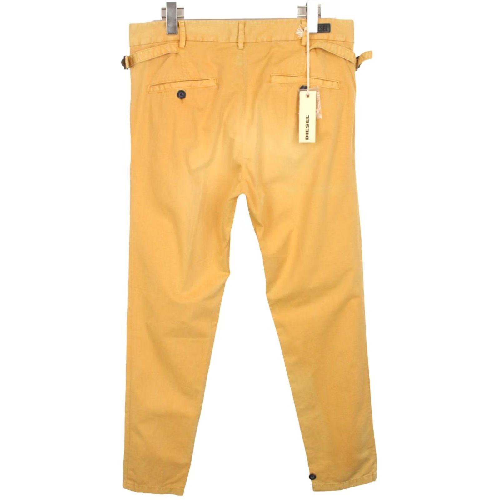 Diesel DIESEL P-Jasper Trousers Women's W31 Zip Pleated Belted Tapered Faded Orange Chino Casual Womens Size 24" / US 00 / IT 34 - 2 Thumbnail