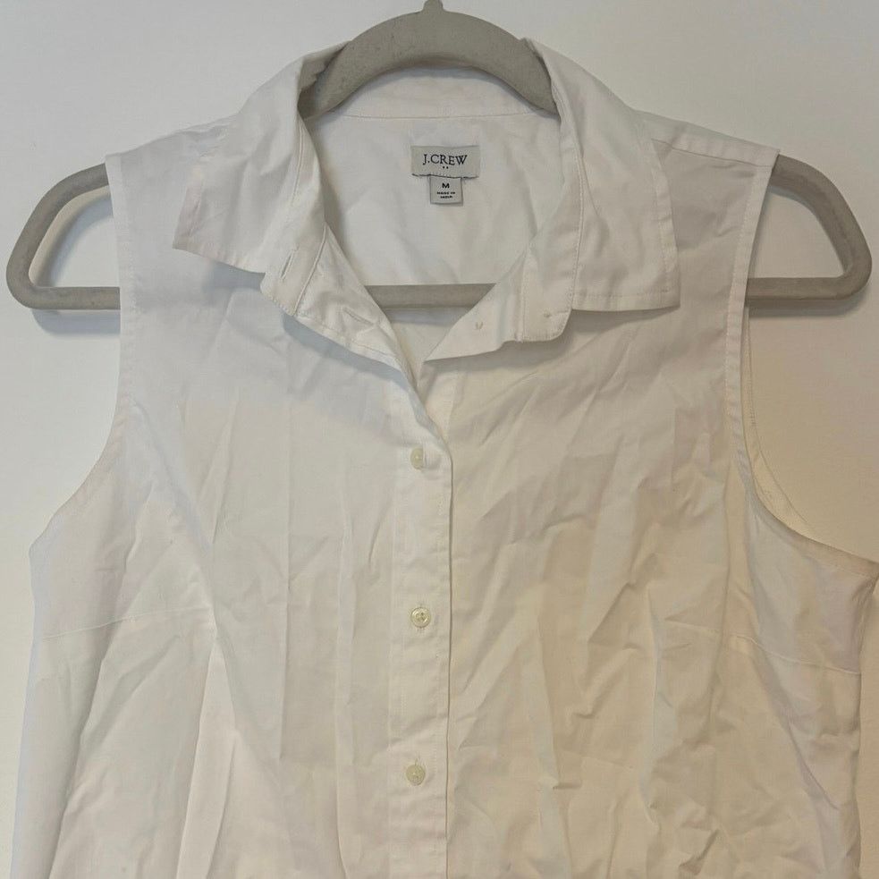 J.Crew J.Crew Sleeveless Cotton Poplin Shirt In White Size Medium Size M / US 6-8 / IT 42-44 - 4 Thumbnail