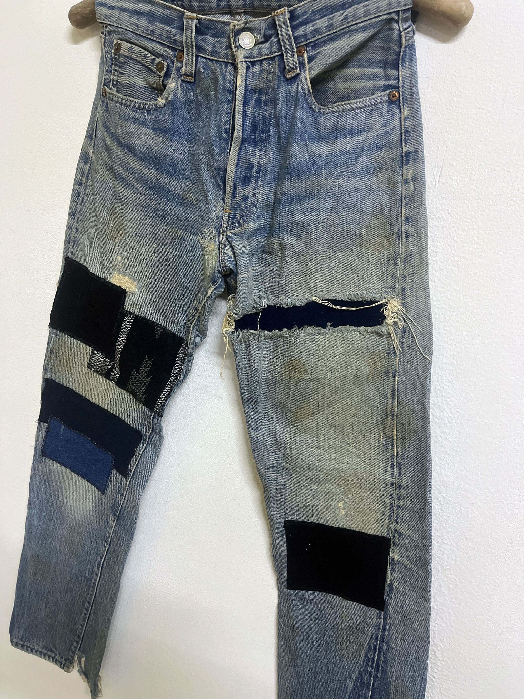Levi's Vintage Clothing Distressed Faded Custom Craft 1 of 1 70s 80s Selvedge Size US 27 - 3 Thumbnail