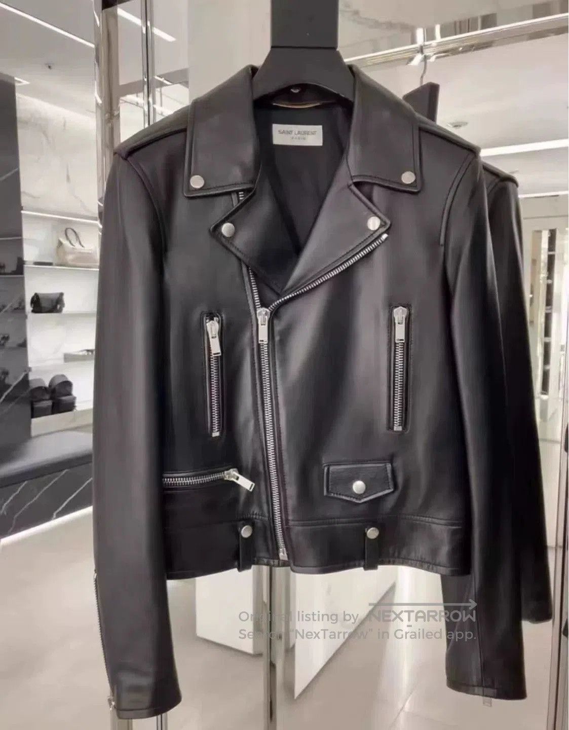 Yves Saint Laurent YSL Classic Black Biker Leather Jacket. Size S / US 4 / IT 40 - 6 Thumbnail