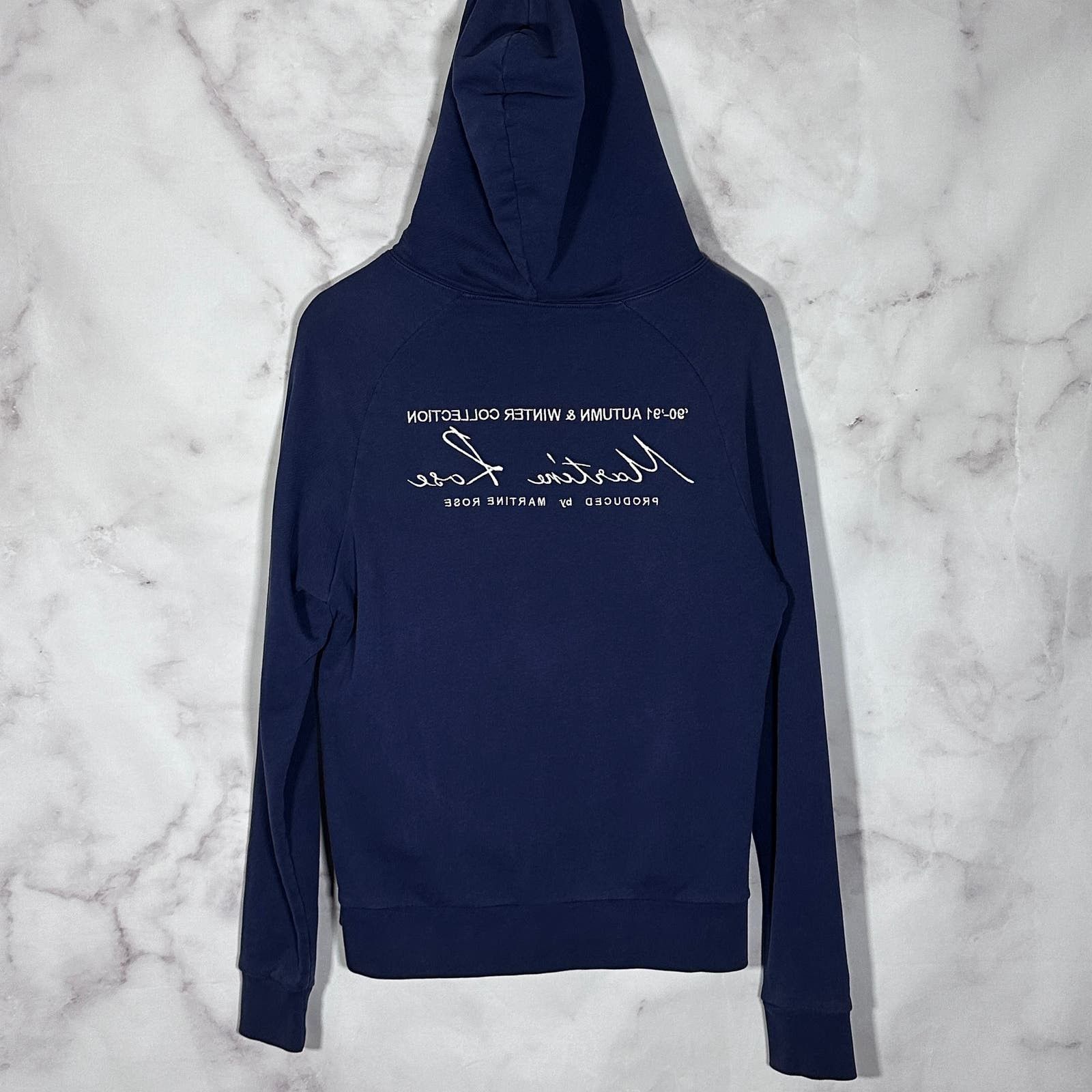 image of Martine Rose Blue Reverse Embroidery Hoodie, Men's (Size Small)