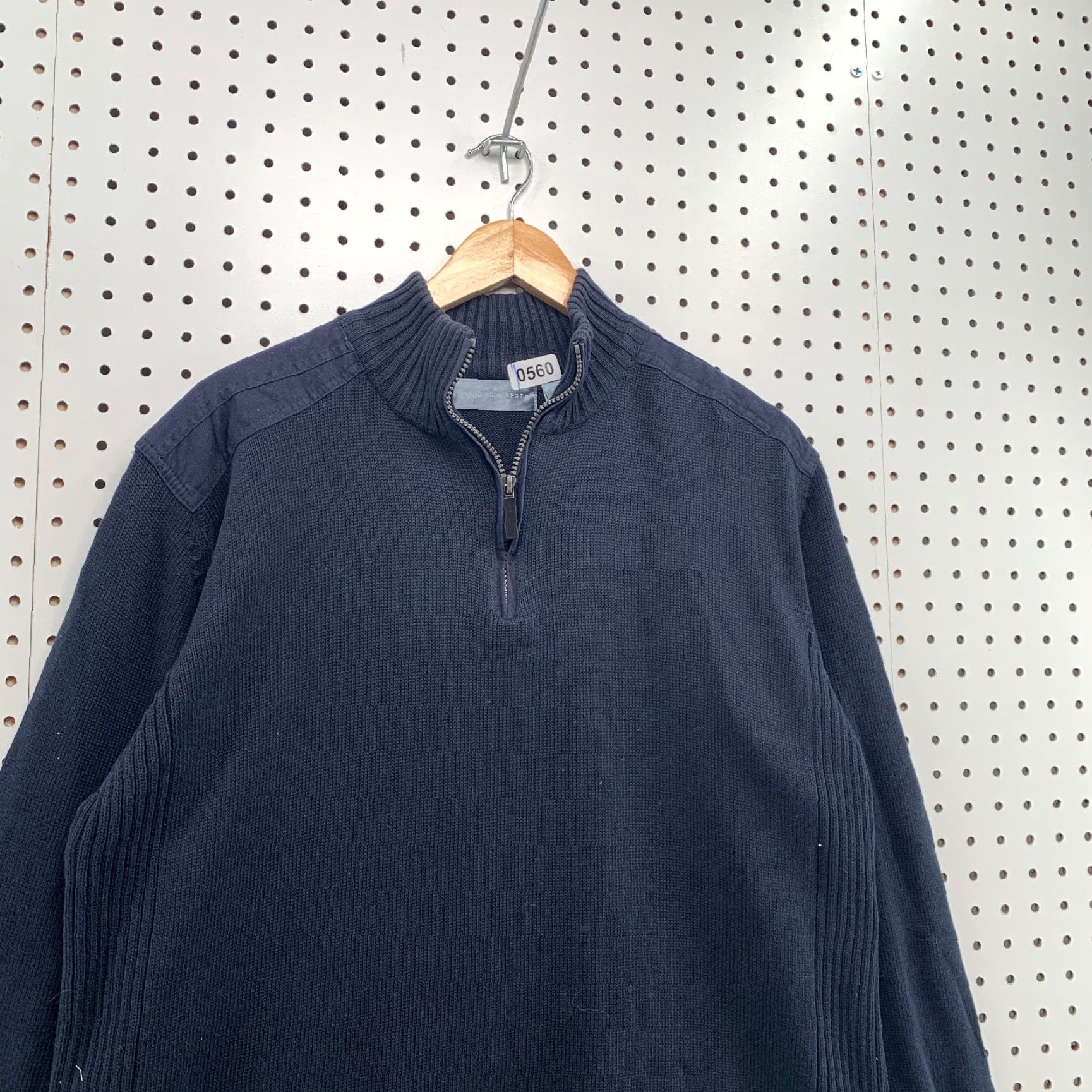 Oscar De La Renta VINTAGE Oscar de la Renta Mock Neck Knit Sweater Adult XL Solid Navy Blue Casual Mens Size US XL / EU 56 / 4 - 4 Thumbnail