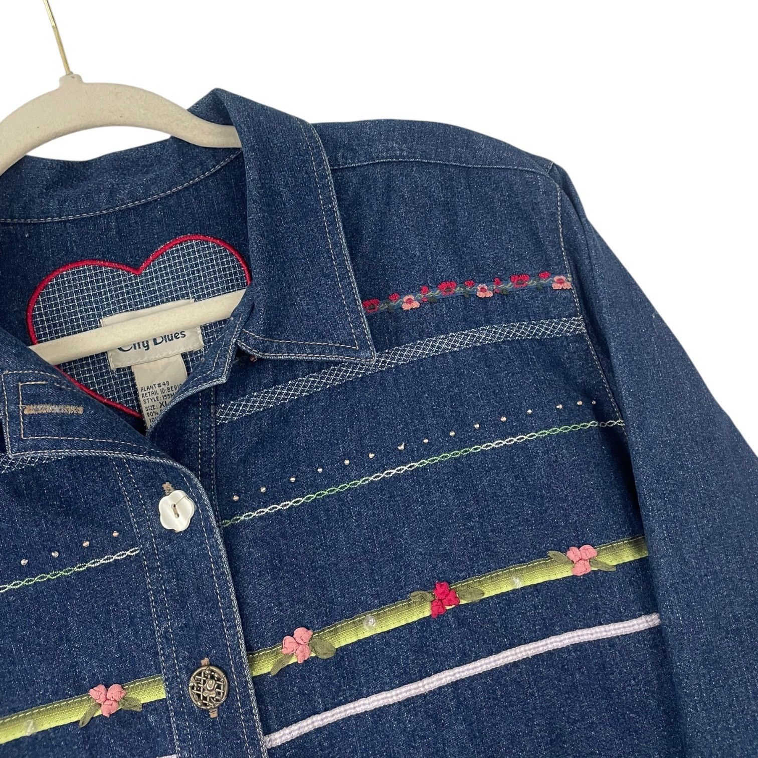 Vintage Koret City Blues Vtg Embroidered Denim Button Down Jacket Size XL / US 12-14 / IT 48-50 - 2 Thumbnail