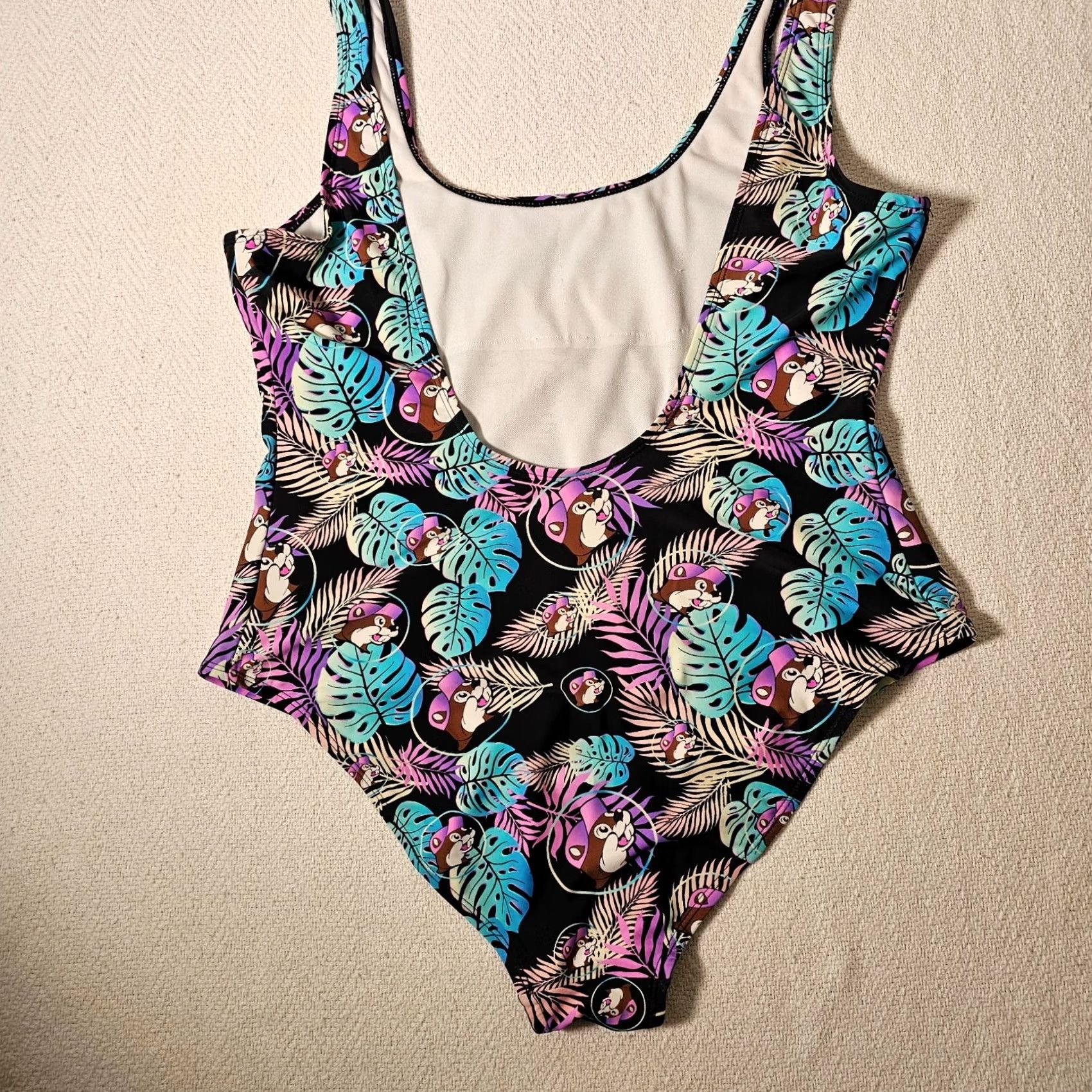 Vintage Buc-ee's One Piece Palm Leaf Black 2X Women’s Swimsuit Nylon Spandex Padded Lightweight Breathable Vintage: No (adjusted under constraints) Size ONE SIZE - 8 Thumbnail