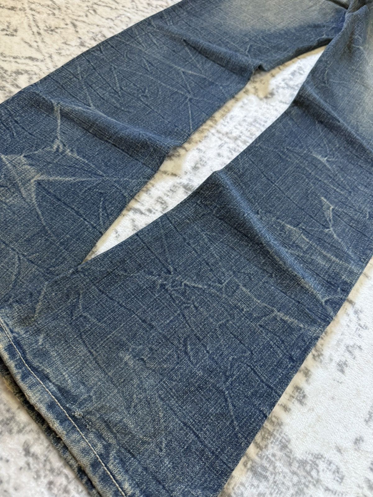 Japanese Brand R 45rpm Mud Wash Honeycomb Distressed Flared Jeans Size US 28 / EU 44 - 18 Thumbnail