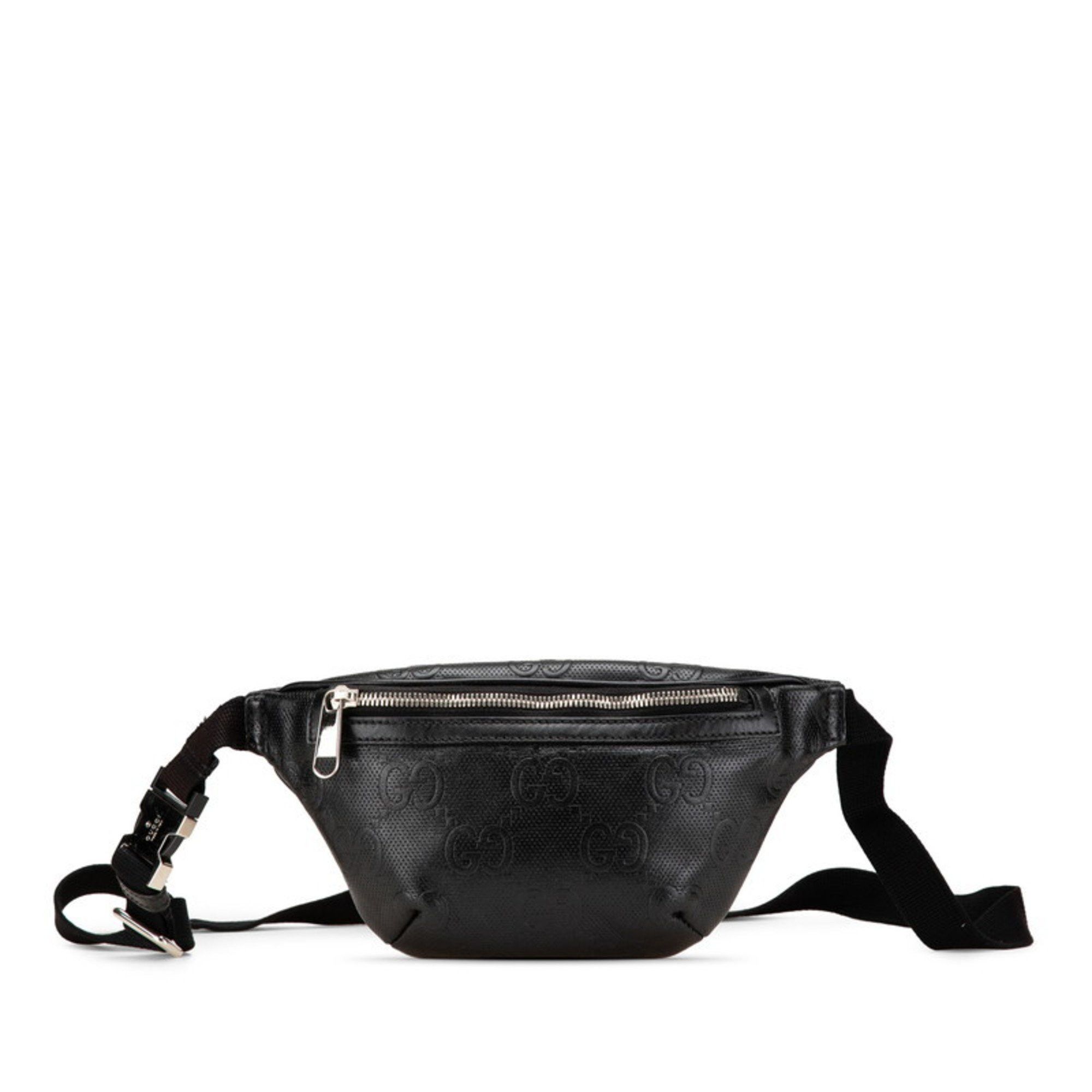 Gucci Gucci GG embossed belt bag, waist body bag 658582, black leather, women's. Size ONE SIZE - 1 Thumbnail