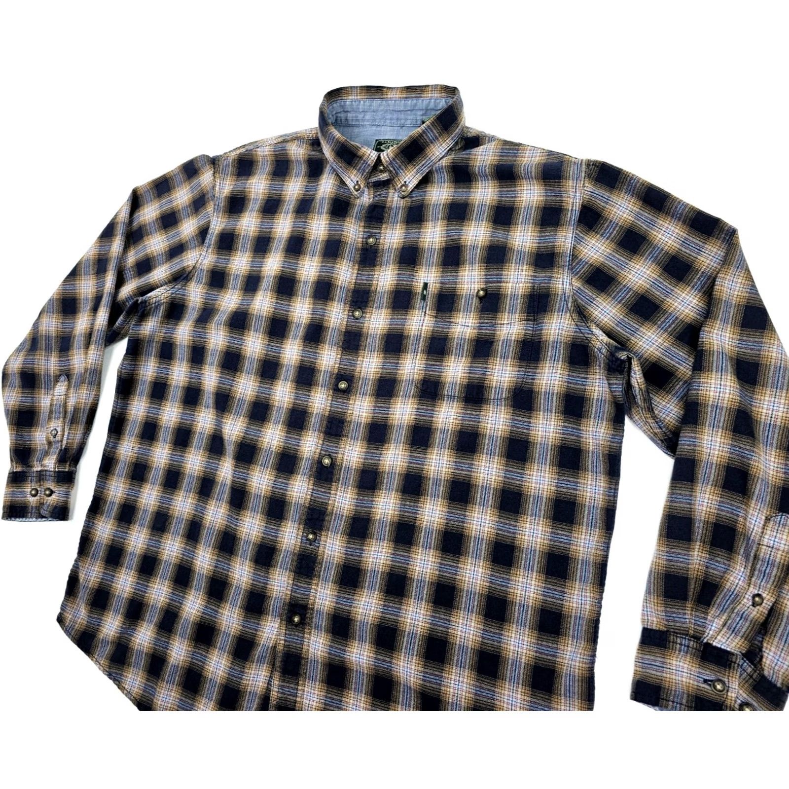 Vintage GH Bass For Hard Service Flannel Button Shirt Men XL Yellow Black Plaid Shirt Size US XL / EU 56 / 4 - 2 Thumbnail