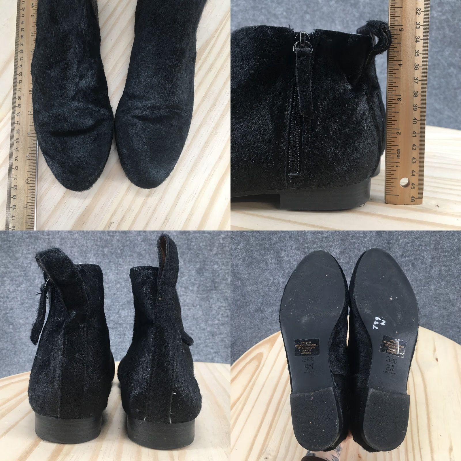 Gap Gap Boots Womens 7 Holiday Black Calf Hair Side Zip Ankle Bootie Low Heels Size US 7 / IT 37 - 8 Thumbnail