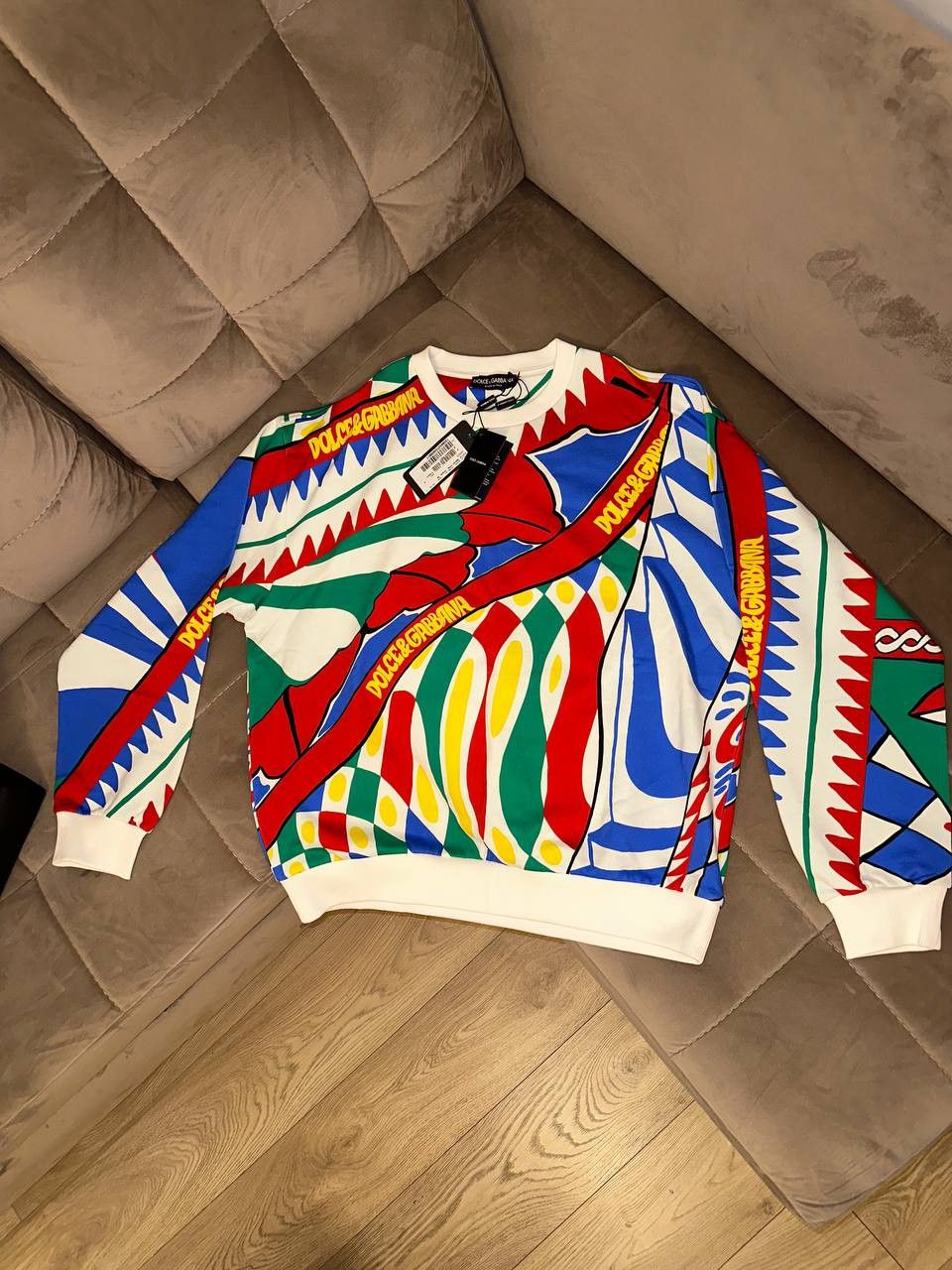 image of Dolce Gabbana Carretto-Print Cotton Sweatshirt, Men's (Size Small)