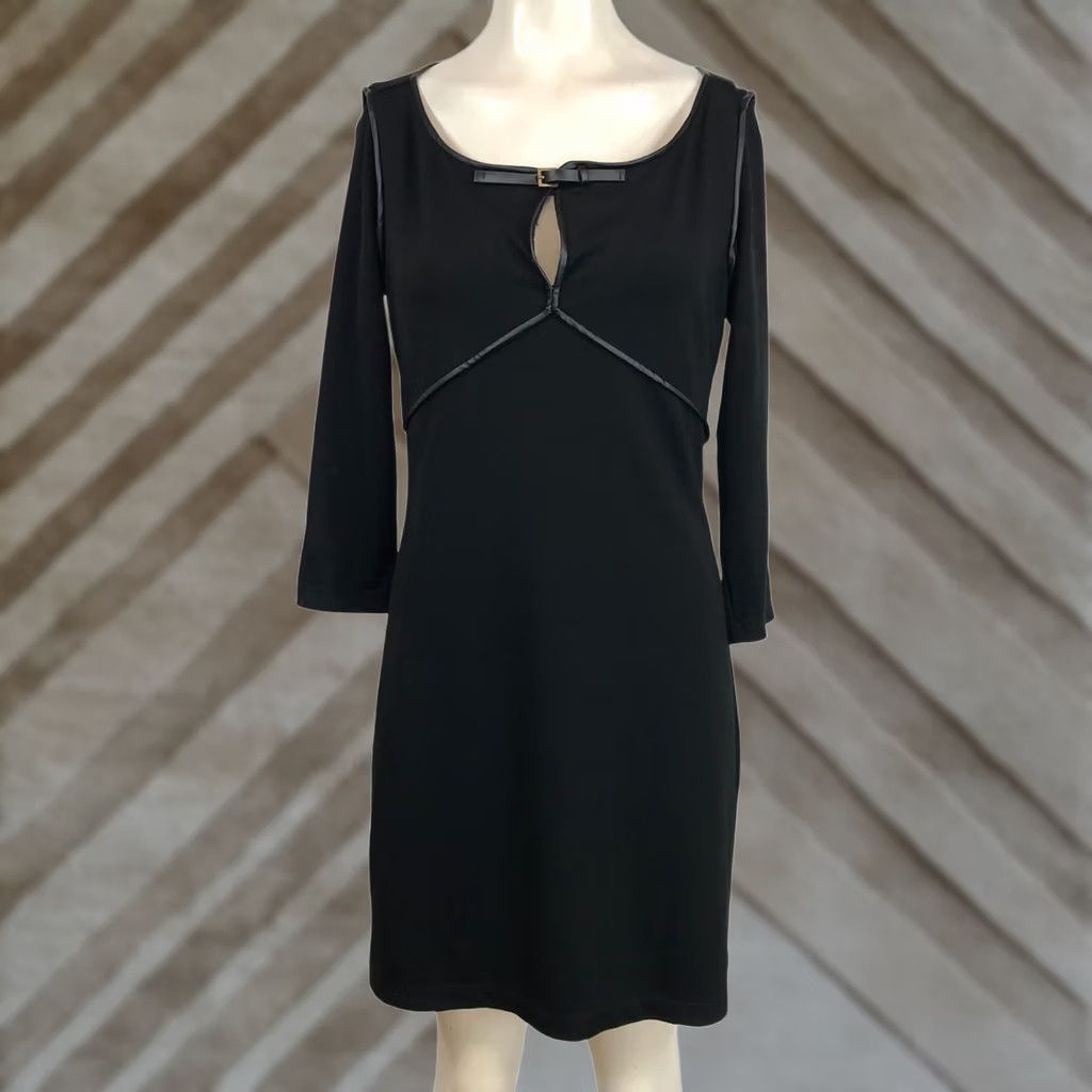 Vintage MAX STUDIO WOMEN'S S BLACK LONG SLEEVE DRESS Y2K BUCKLE GOTH Size S / US 4 / IT 40 - 1 Thumbnail