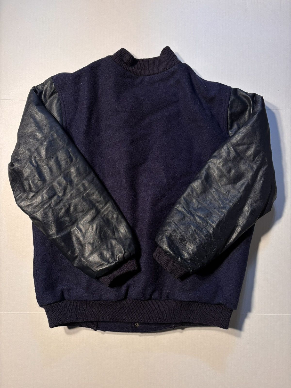 Vintage Grubbin Martell Cognac 90s Wool Leather Varsity Letterman Size US L / EU 52-54 / 3 - 9 Thumbnail