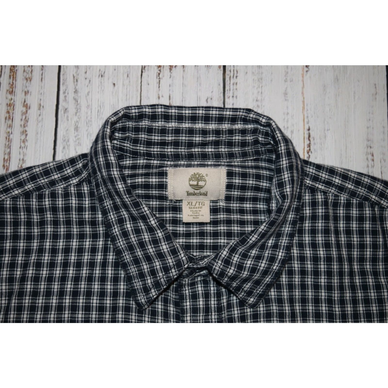Timberland TIMBERLAND MENS SLIM FIT BUTTON-UP OXFORD SHIRT DARK NAVY CHECK XL Size US XL / EU 56 / 4 - 5 Thumbnail