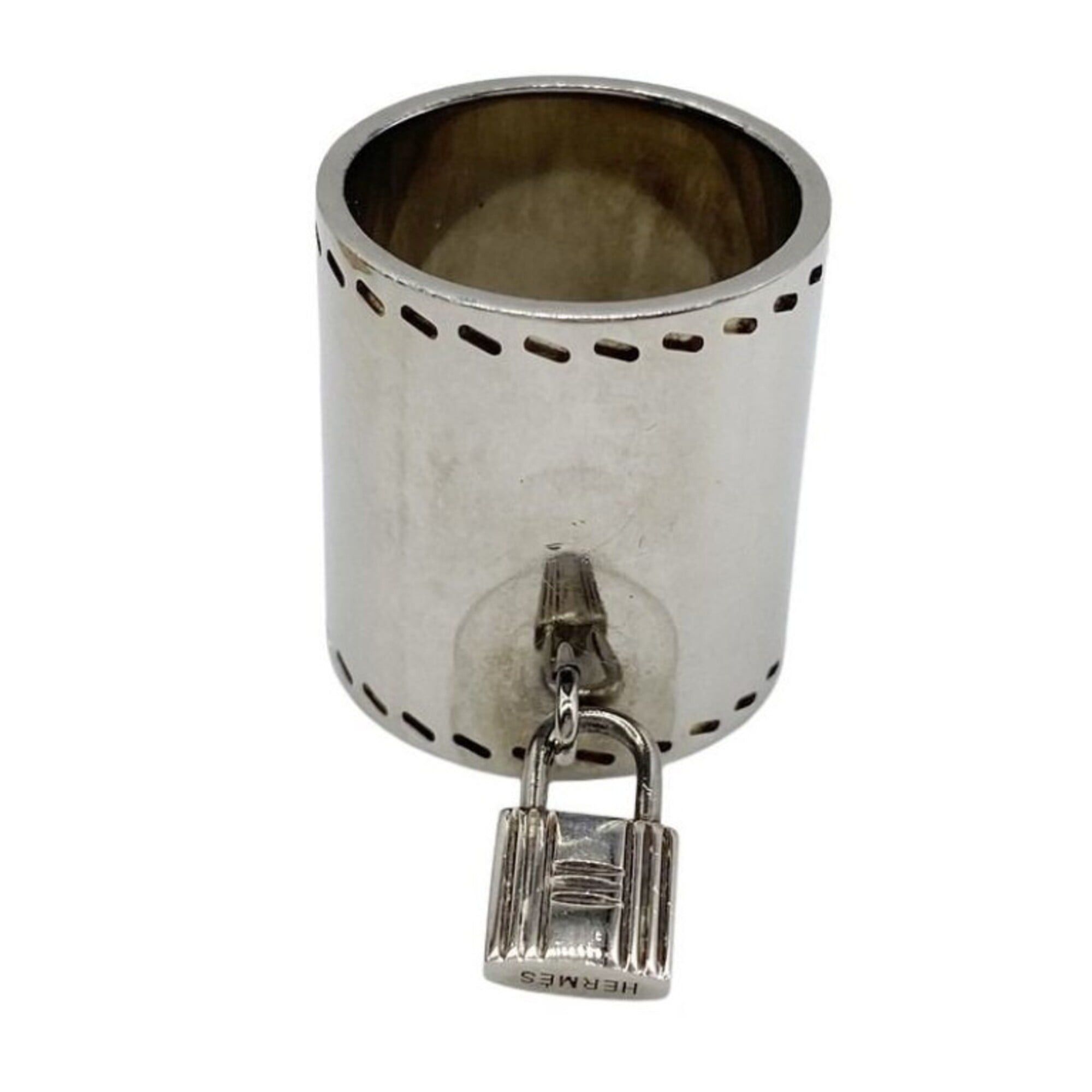 Hermes HERMES scarf ring, silver metal, women's, padlock motif. Size ONE SIZE - 1 Thumbnail