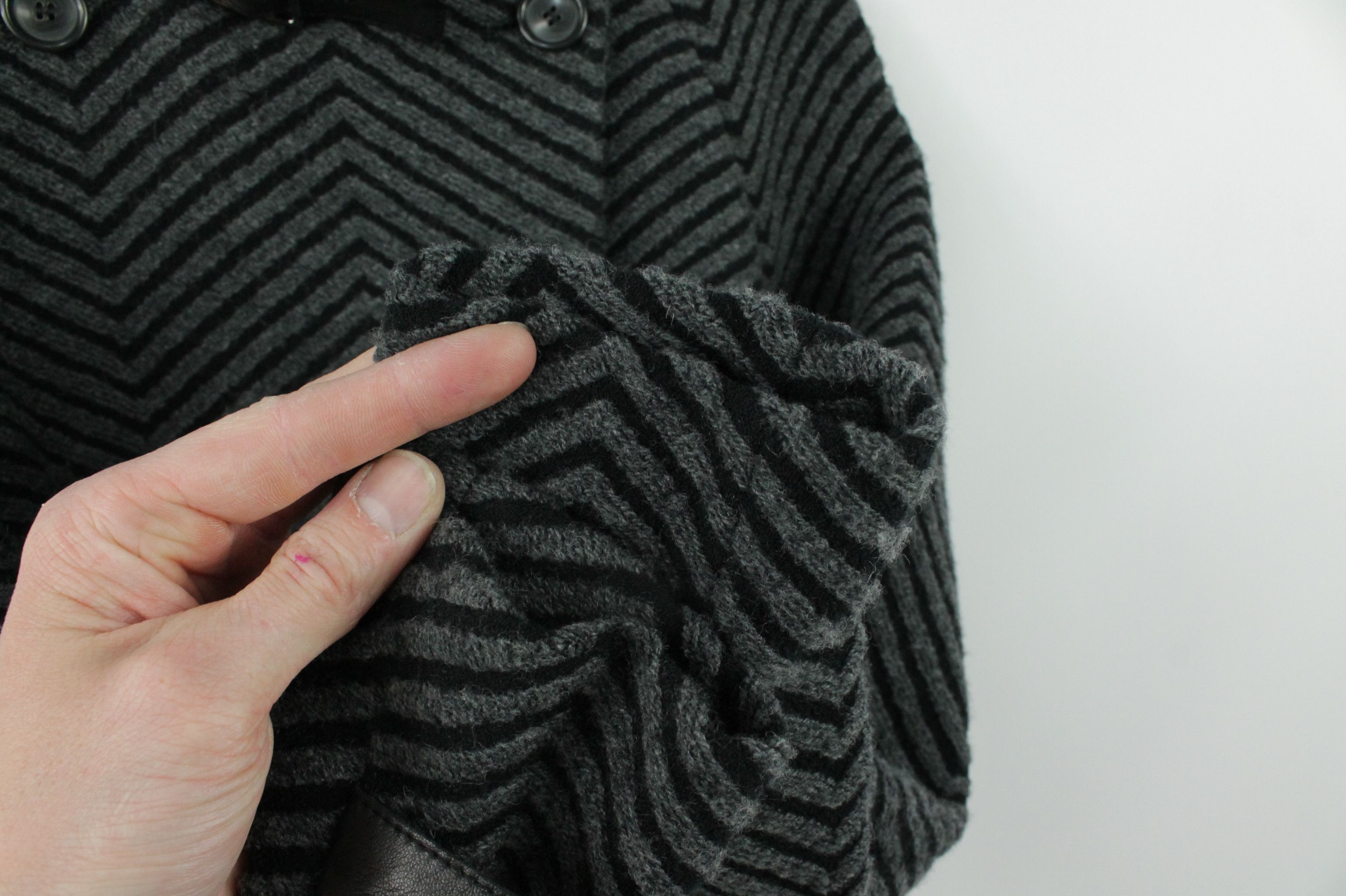 Akris × Designer Akris Luxury Short Gray Wool Jacket With Leather Garniture Size M / US 6-8 / IT 42-44 - 7 Thumbnail