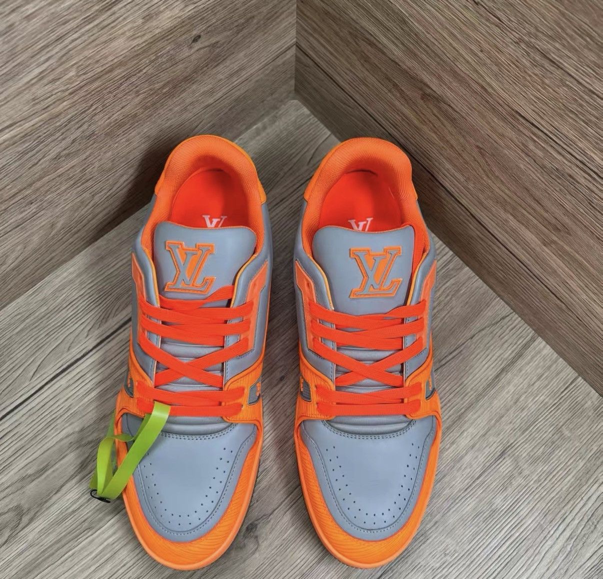 Louis Vuitton Louis Vuitton Trainer Grey & Orange Sneakers J41 Size US 8.5 / EU 41-42 - 3 Thumbnail