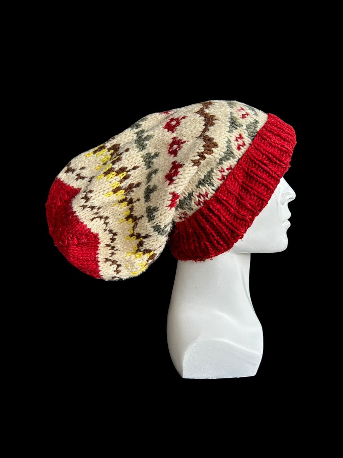 Japanese Brand × Kapital × Vintage Hippies style Crochet Knitted Handmade Long Beanie Hats Size ONE SIZE - 3 Thumbnail