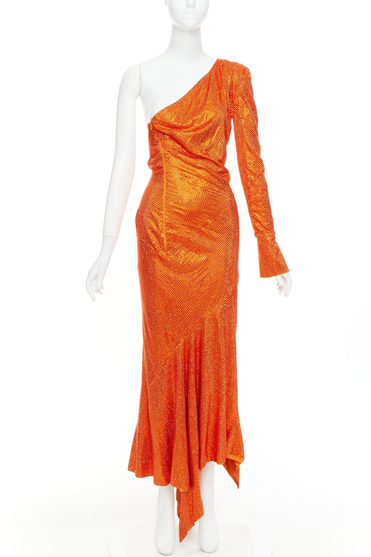 Alexandre Vauthier rare ALEXANDRE VAUTHIER COUTURE AW2018 Runway orange strass crystal one shoulder dress Size S / US 4 / IT 40 - 1 Thumbnail