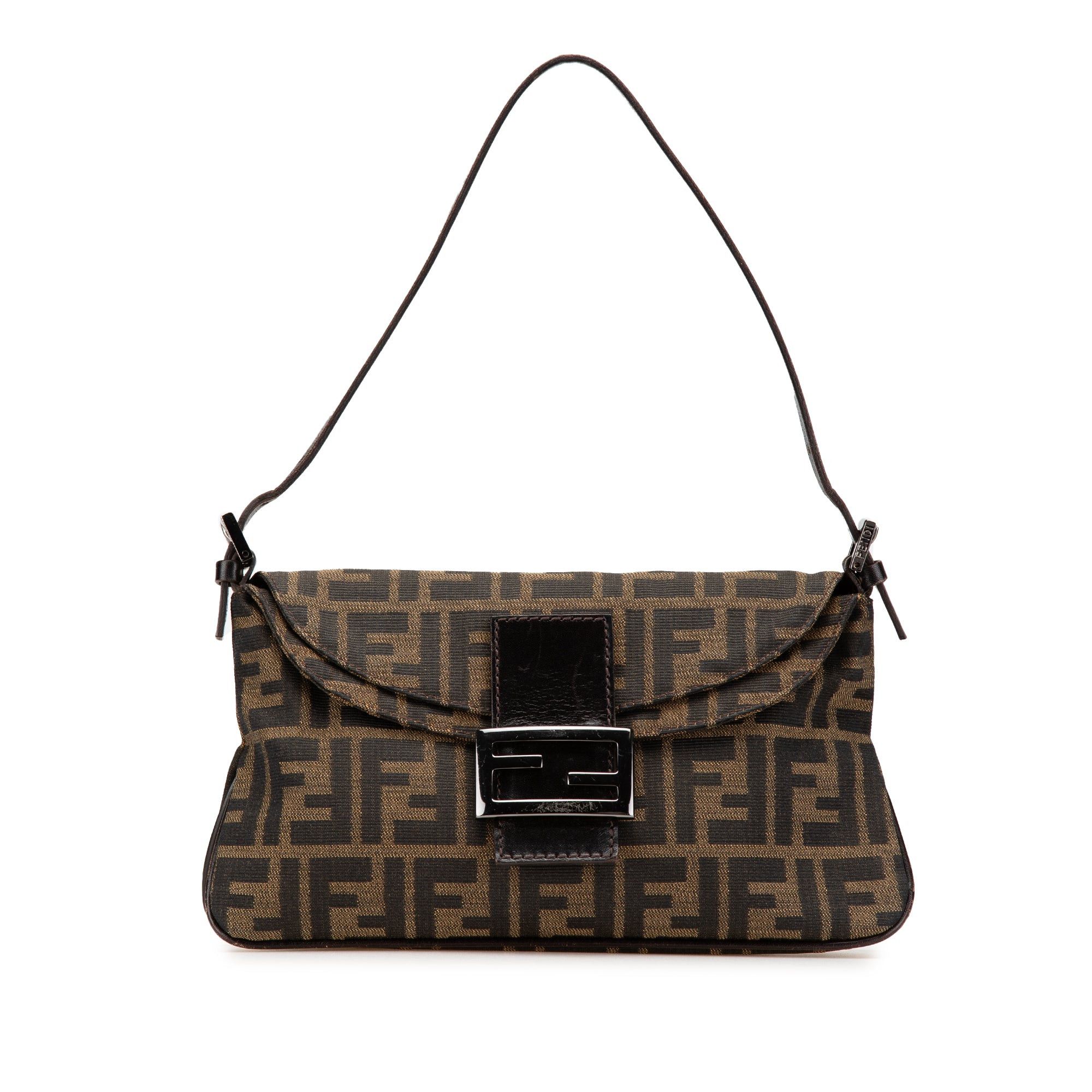 Fendi Fendi Zucca Canvas Double Flap Shoulder Bag Brown Size ONE SIZE - 1 Thumbnail
