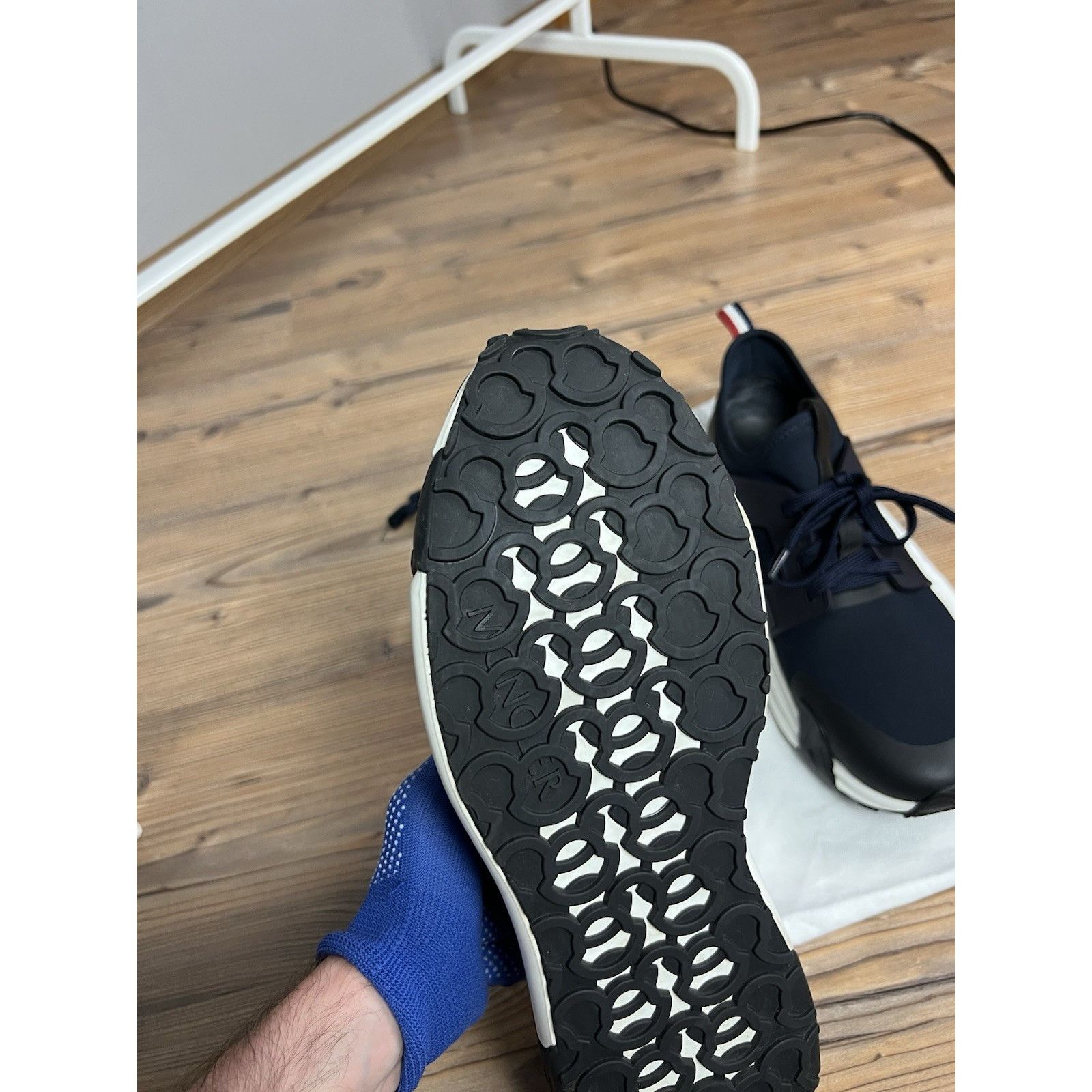 Moncler NWOB Moncler Lunarove Blue Men`s Leather & Mesh Sneakers Siz Size US 10.5 / EU 43-44 - 11 Thumbnail