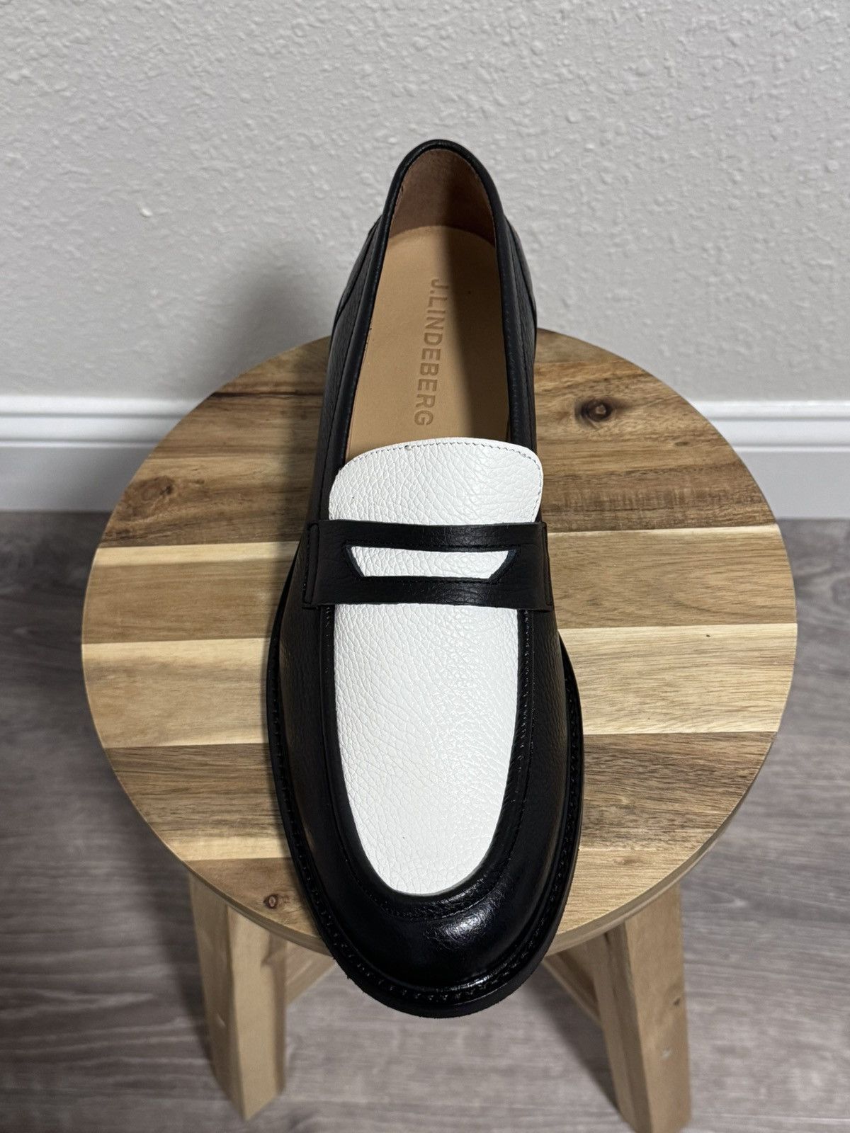 J.Lindeberg J.Lindeberg Dean Black White Leather Penny Loafers Size US 12 / EU 45 - 2 Thumbnail