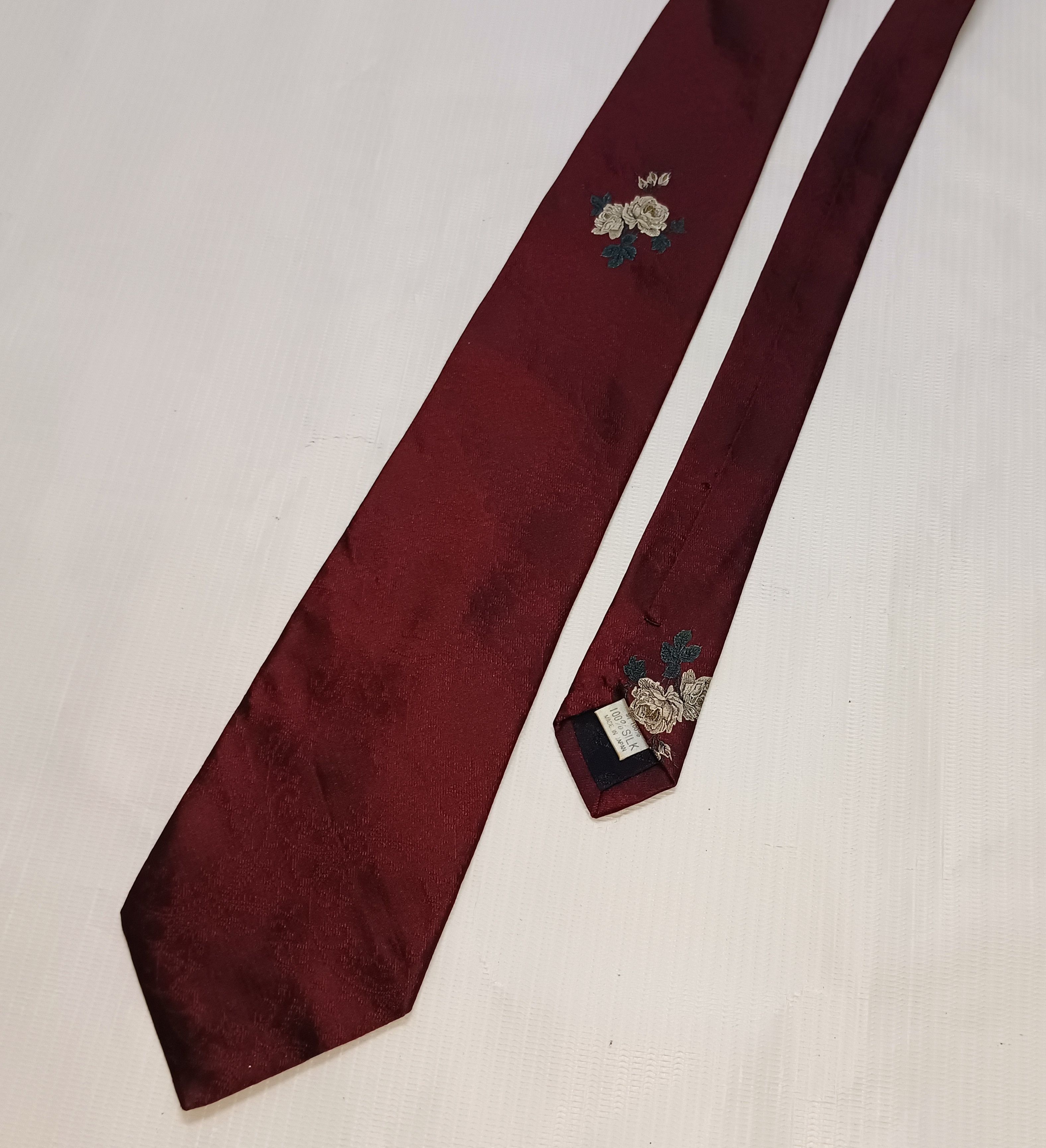 Karl Lagerfeld × Vintage Rare Karl Lagerfeld Embroidery Flower Tie Size ONE SIZE - 3 Thumbnail